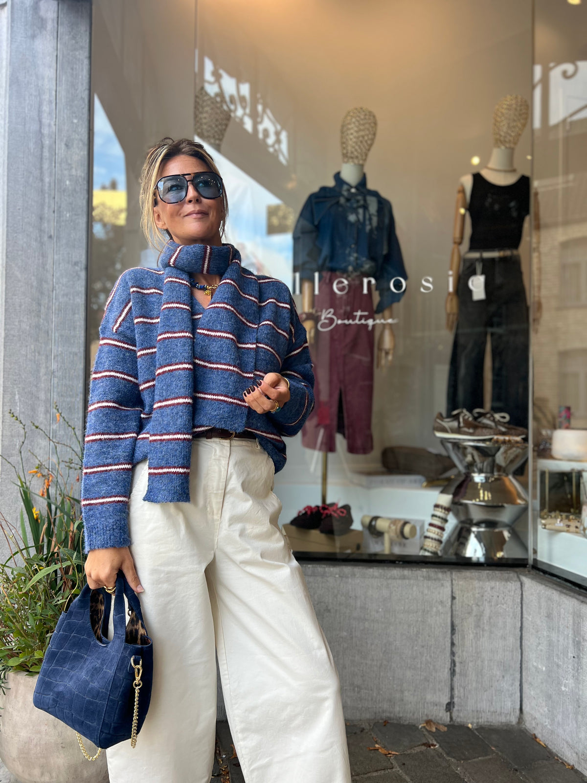 MALIA CARDIGAN & SCARF BLUE