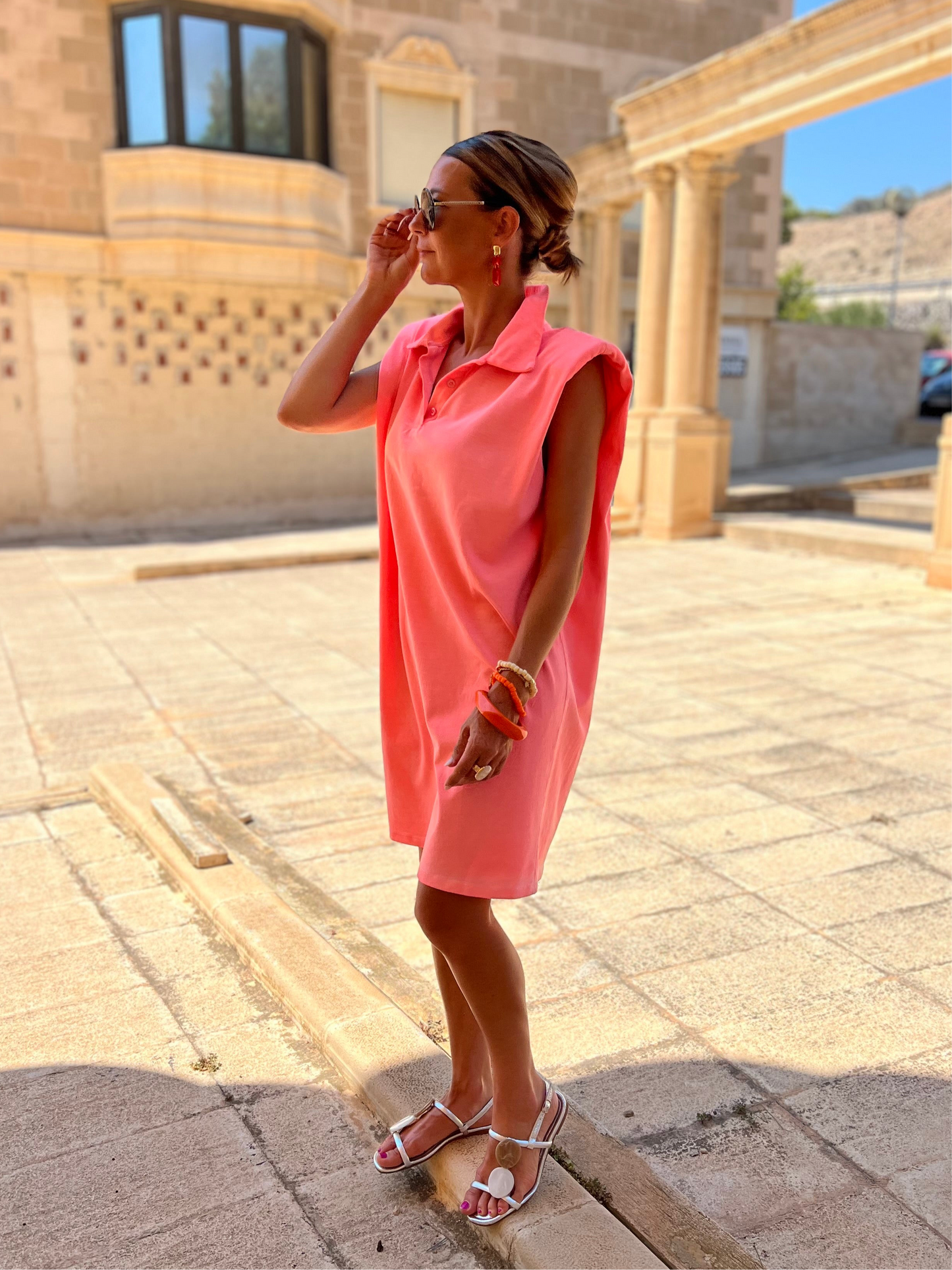 BRISA DEL MAR DRESS NEON SALMON