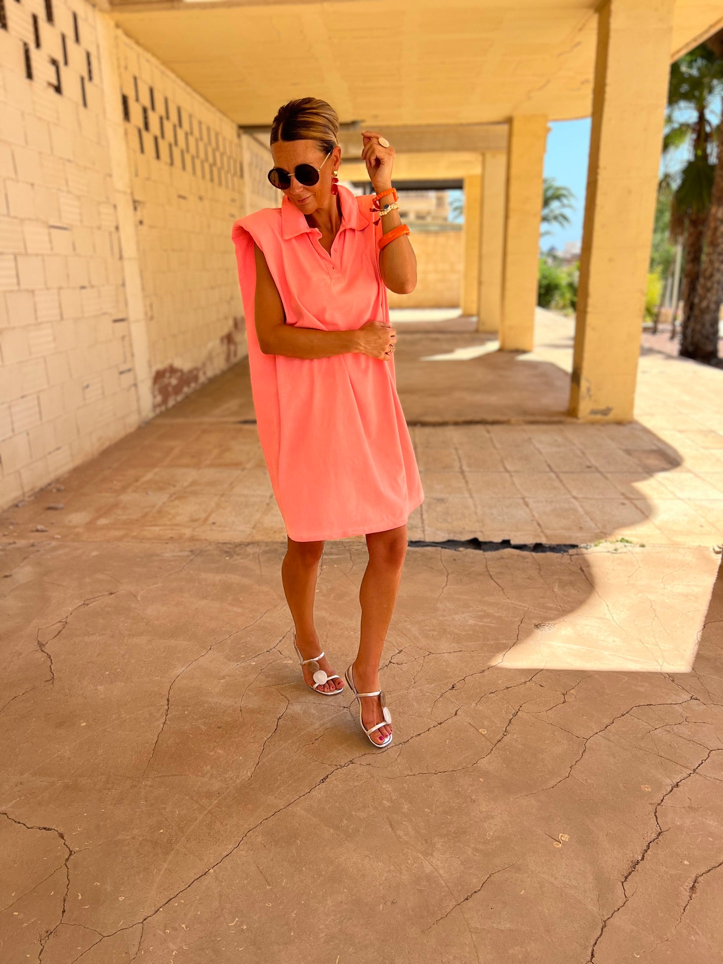 BRISA DEL MAR DRESS NEON SALMON