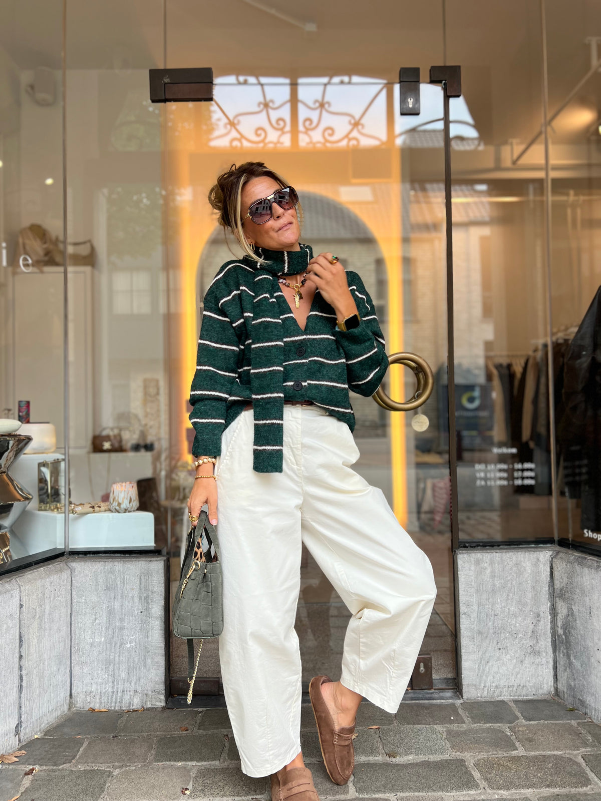 MALIA CARDIGAN & SCARF GREEN