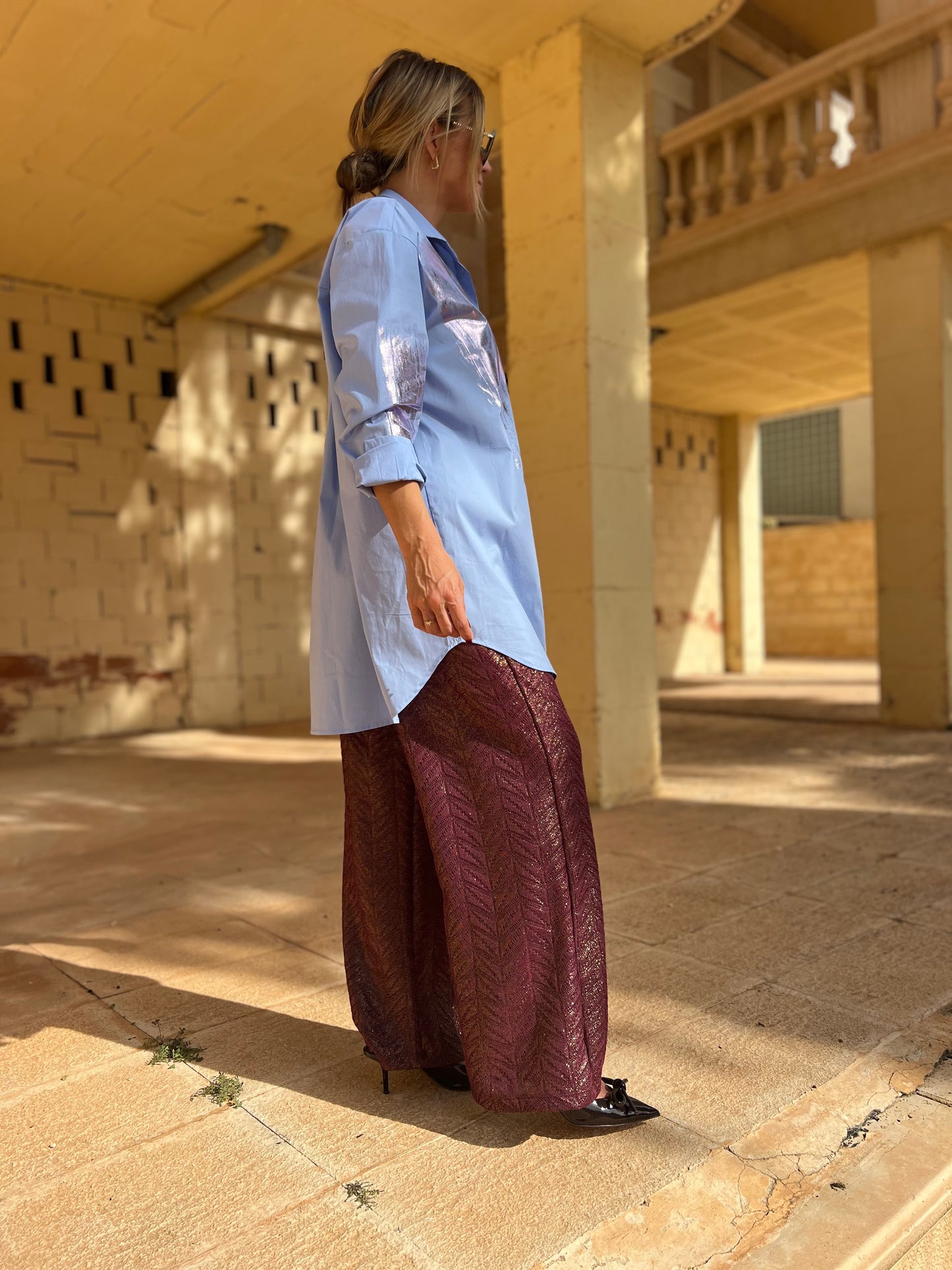 ANDEZ PANTS WINE SHIMMER