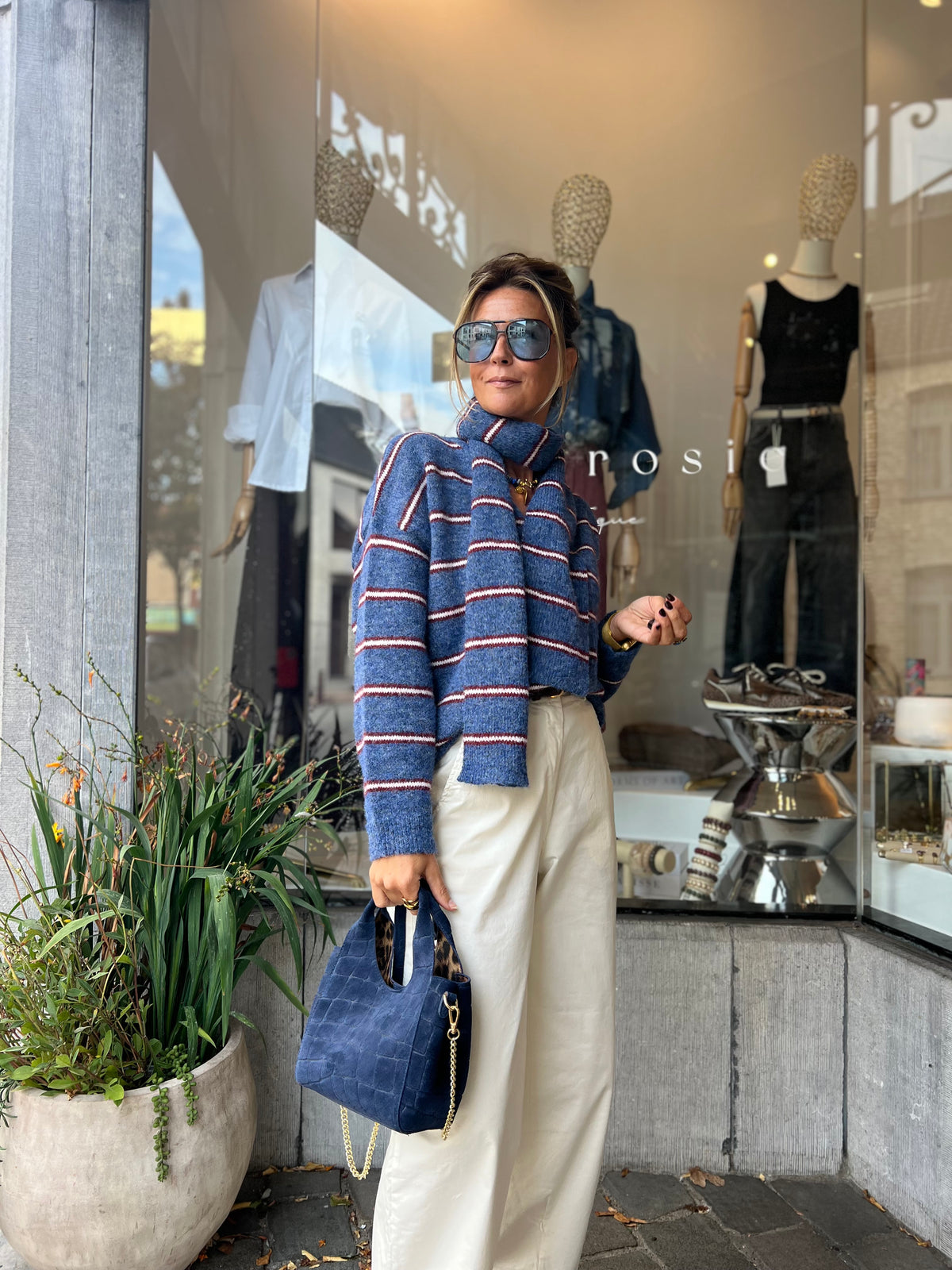 MALIA CARDIGAN & SCARF BLUE