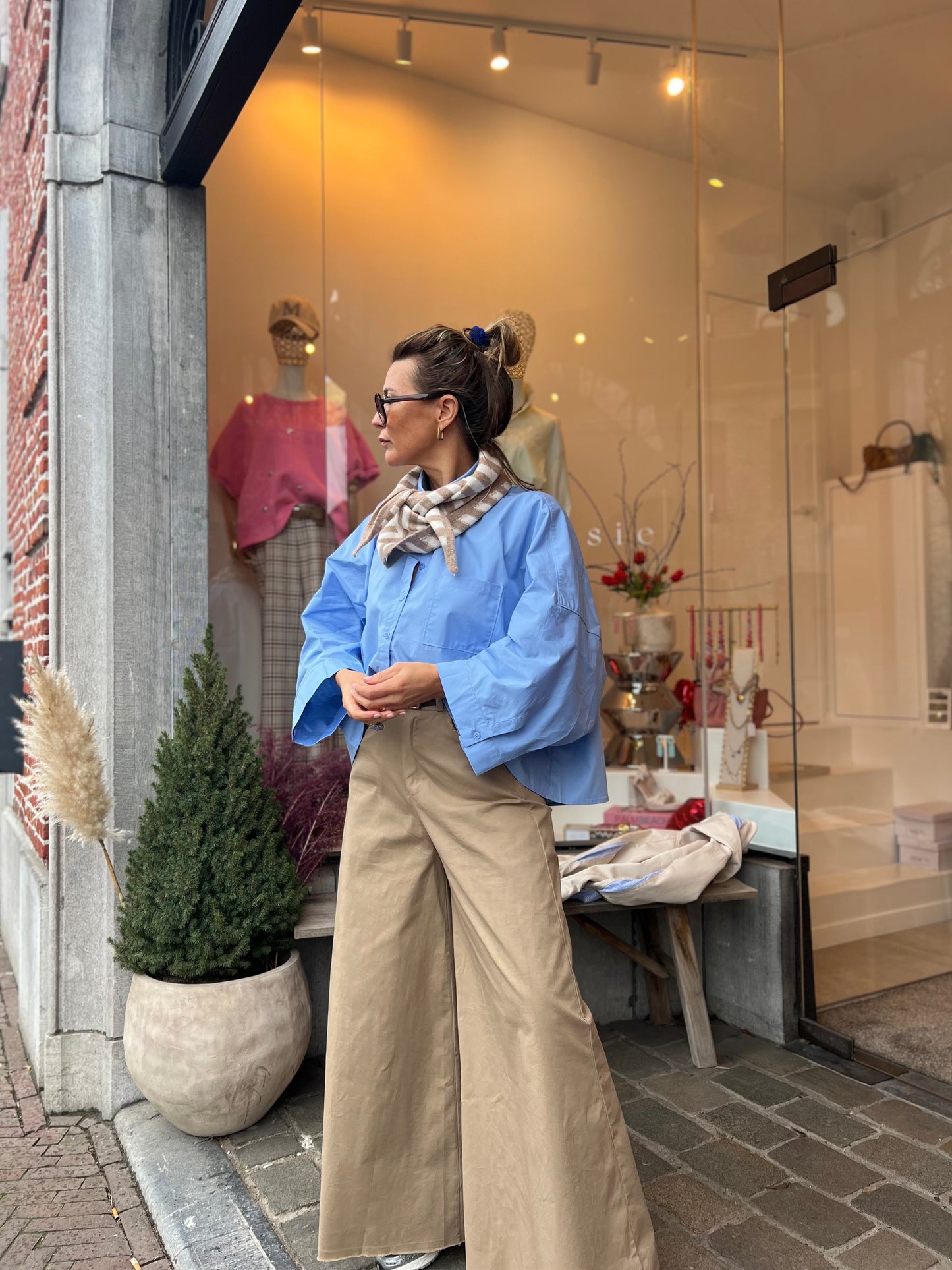 POPLIN BLOUSE SKYBLUE