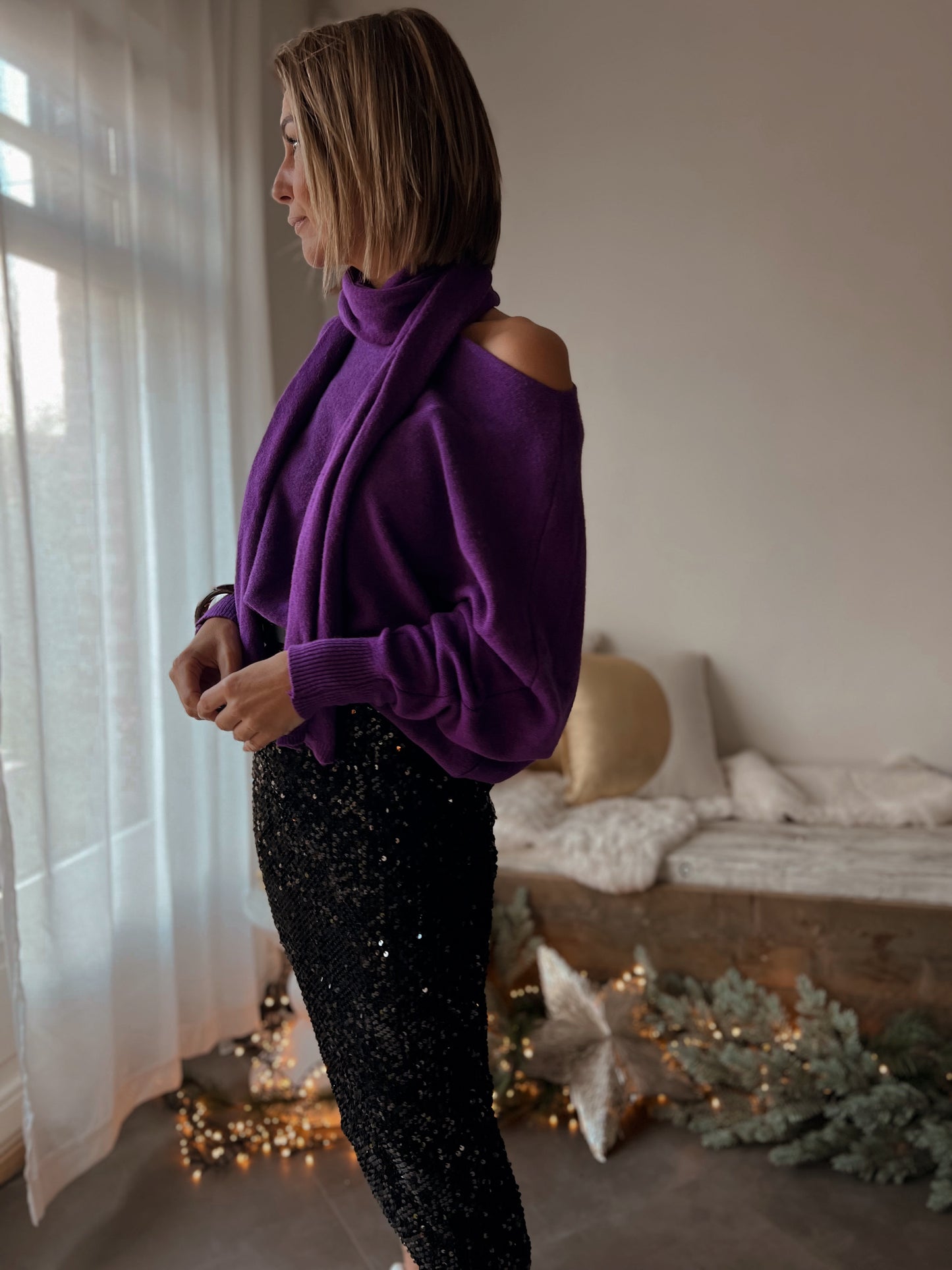 FLORINNE PURPLE PULL MET SJAAL