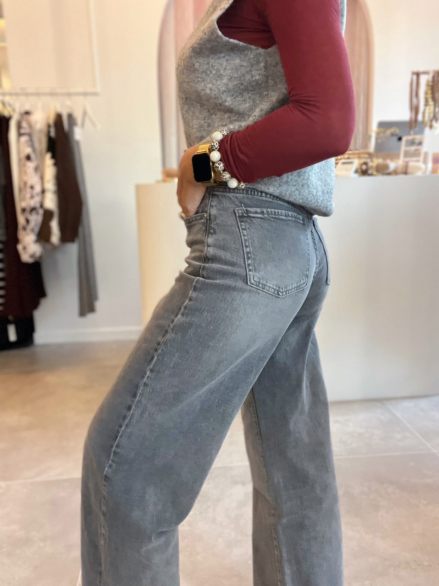 LITTZ GREY WASHED JEANS