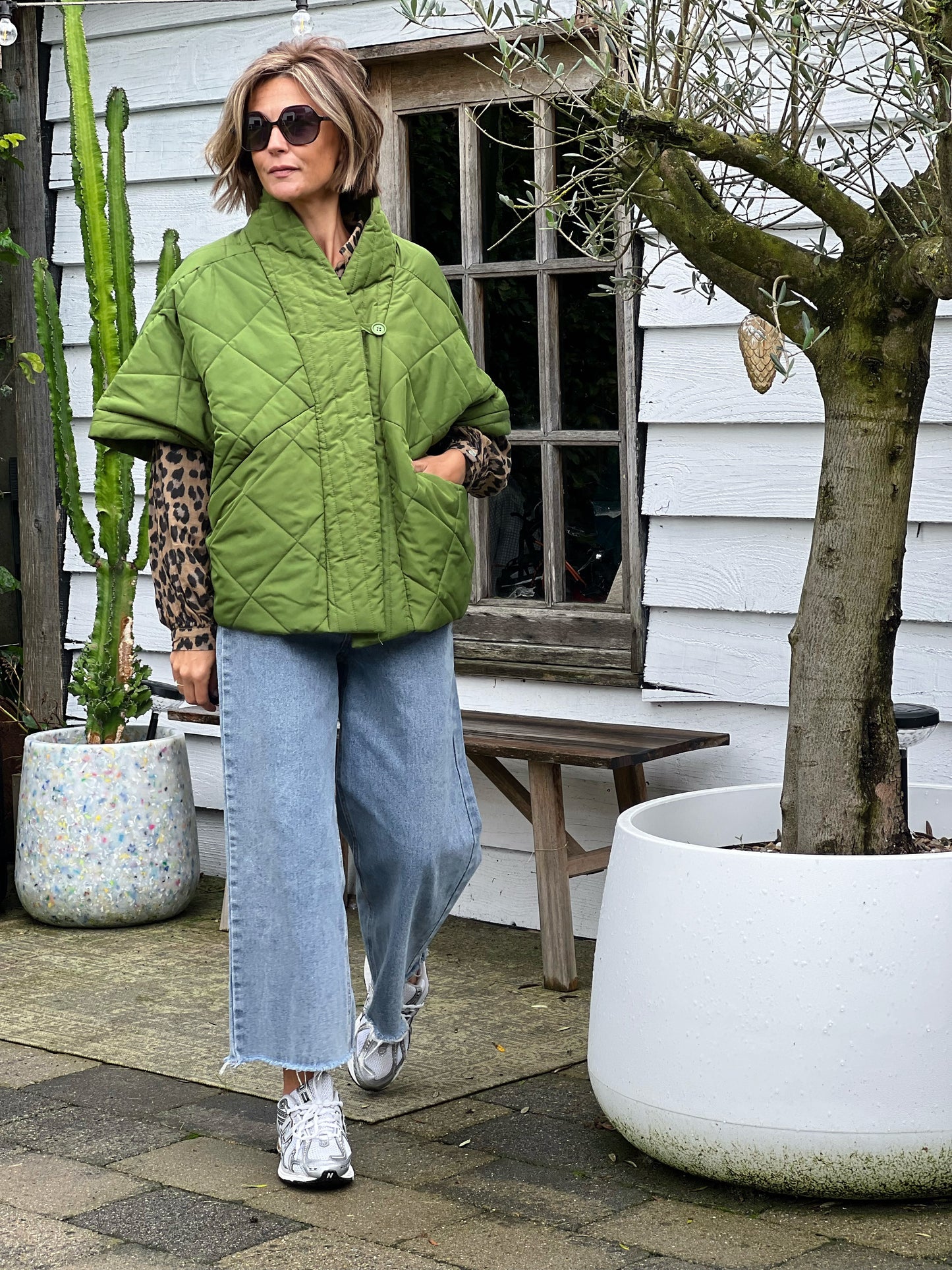 PADDED PONCHO GILET GREEN