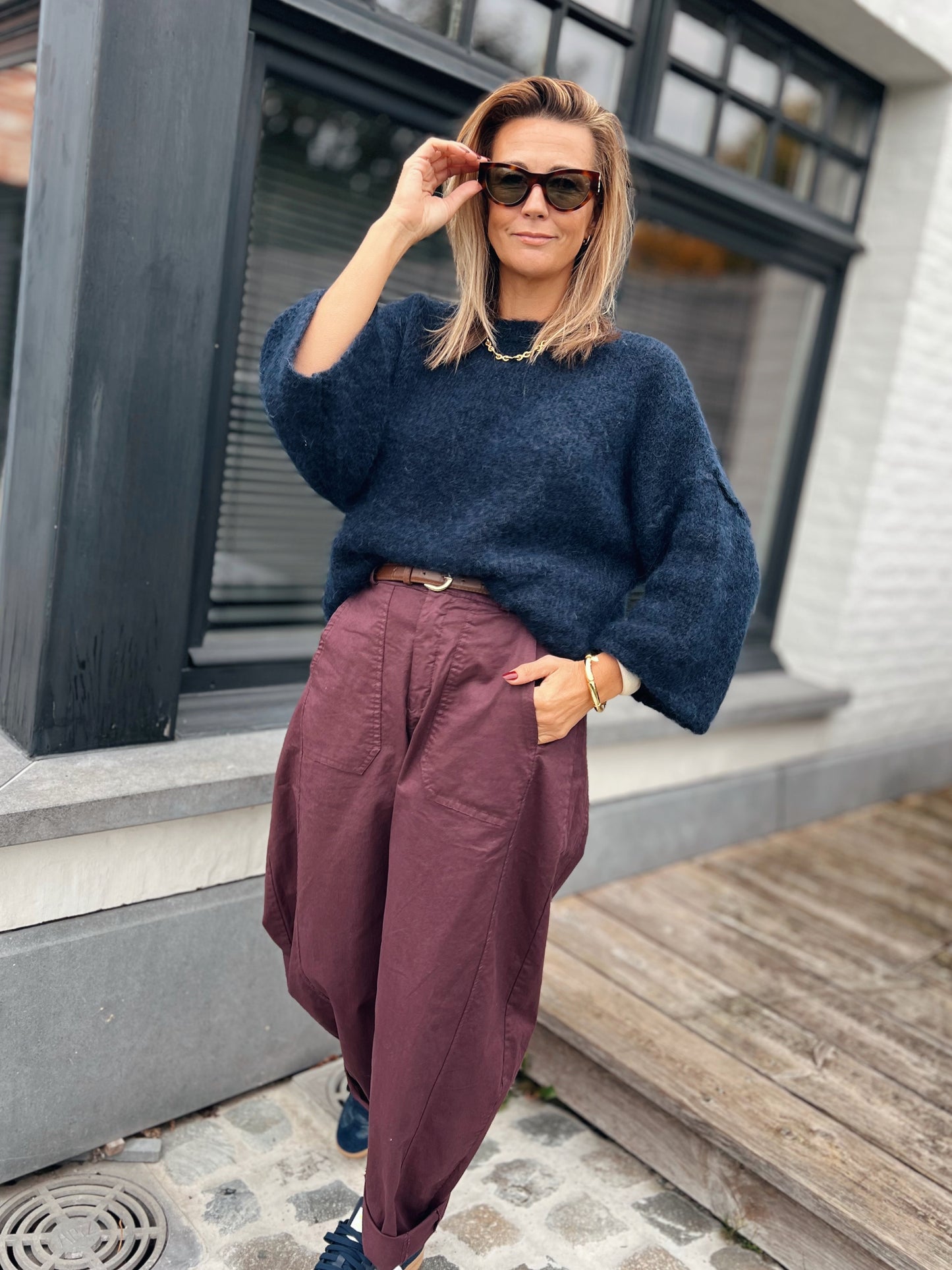 BARREL PANTS BURGUNDY