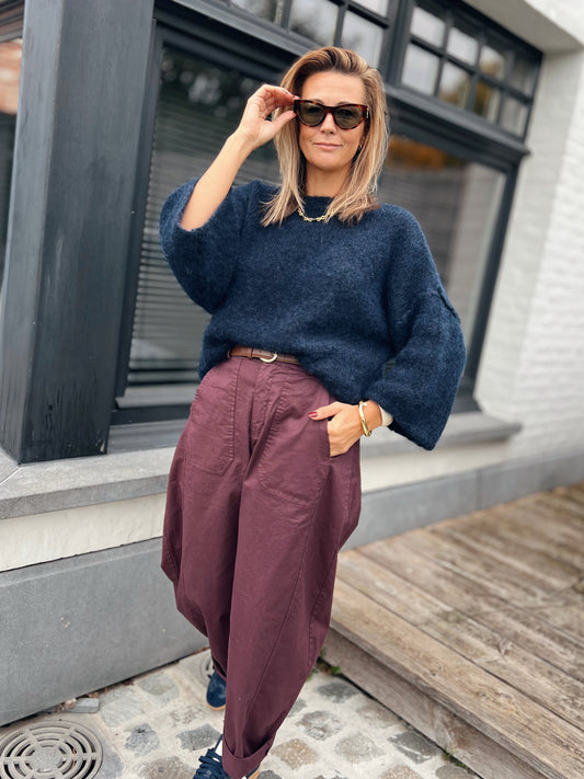 BARREL PANTS BURGUNDY