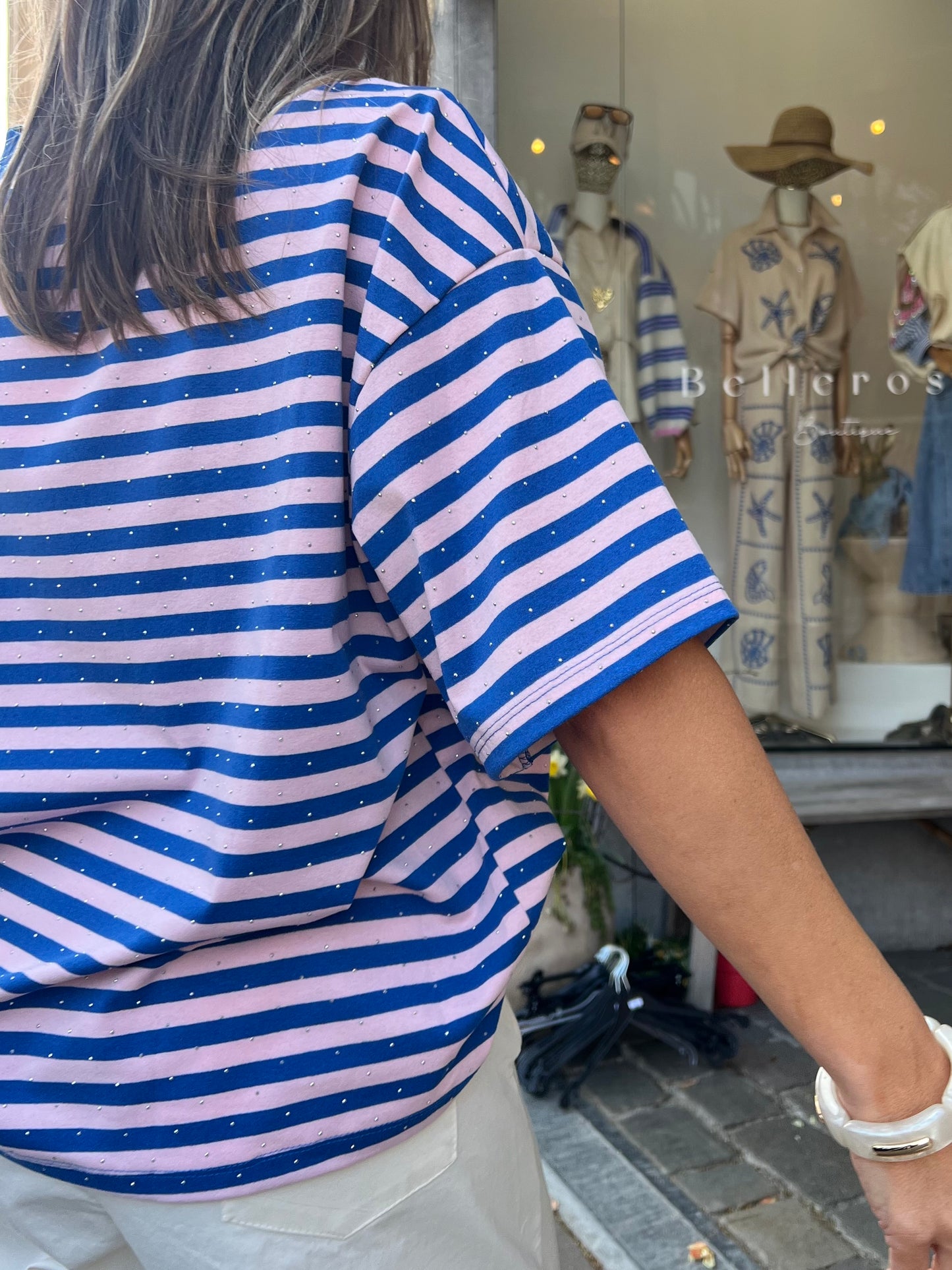 CANDY STRIPE SCARF TEE PINK/BLUE