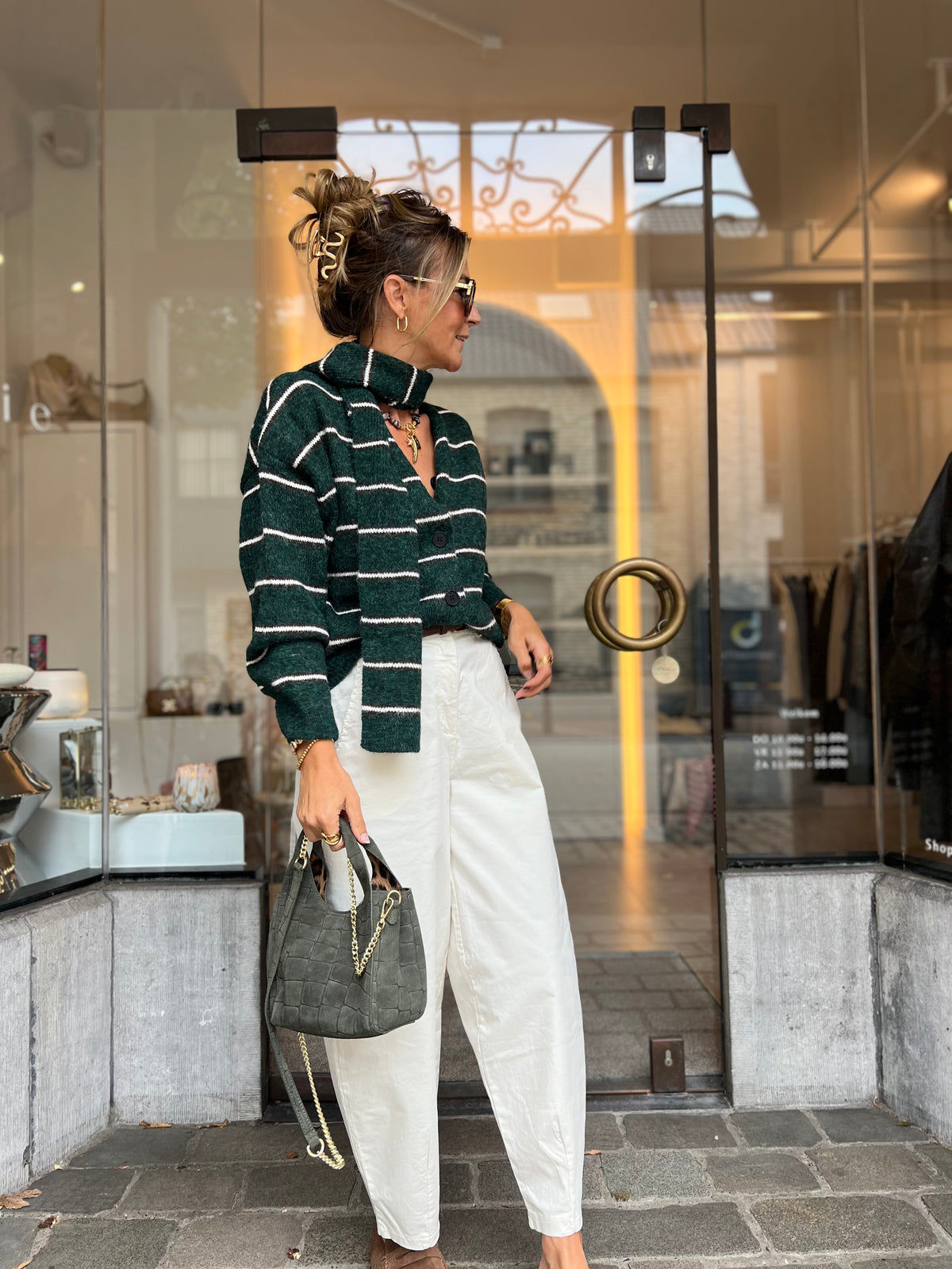 MALIA CARDIGAN & SCARF GREEN