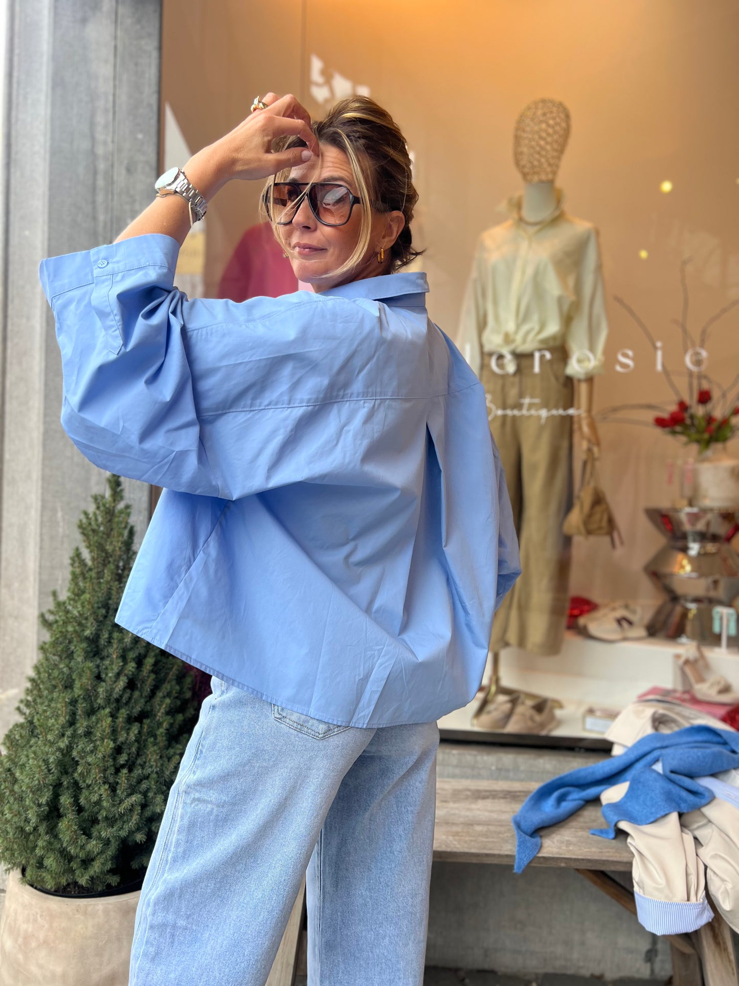 POPLIN BLOUSE SKYBLUE