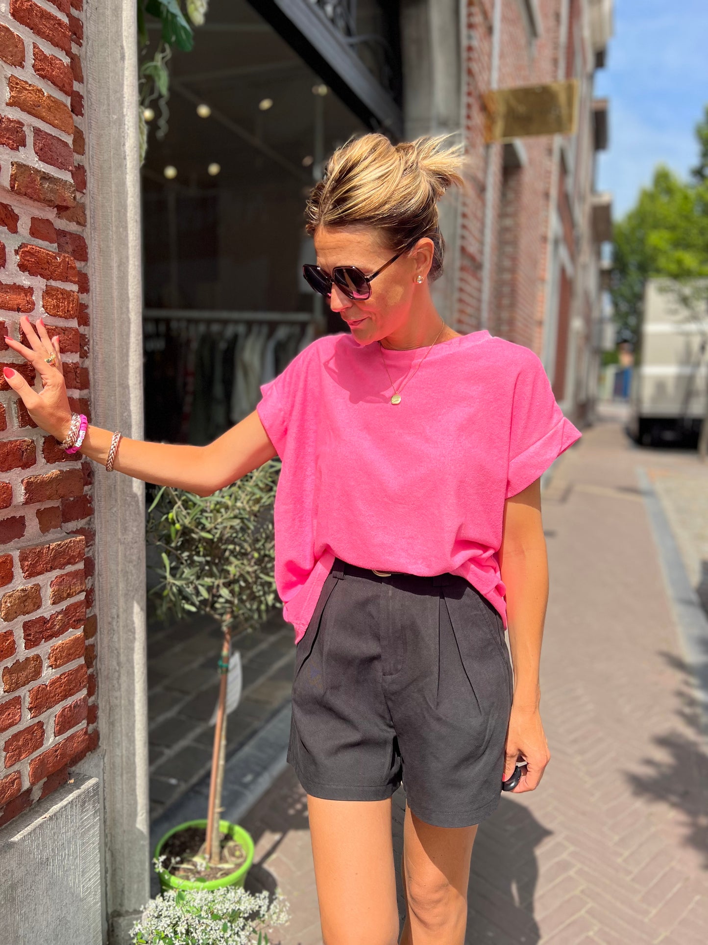 SPONGE TOP FLUO PINK