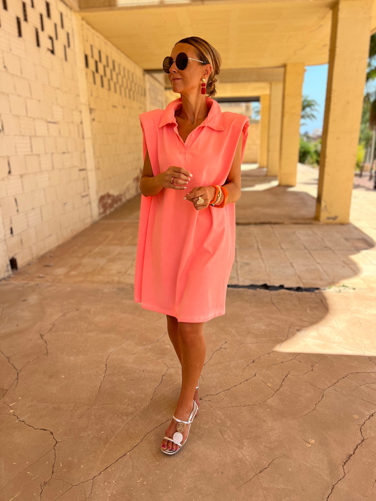 BRISA DEL MAR DRESS NEON SALMON