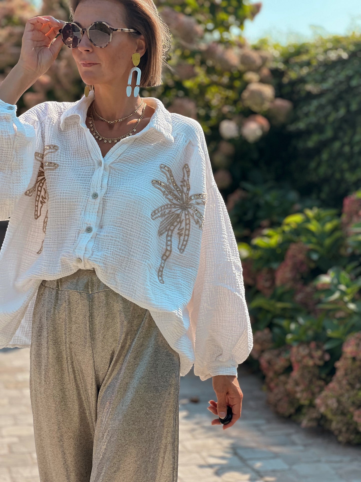 TETRA X PALM BLOUSE