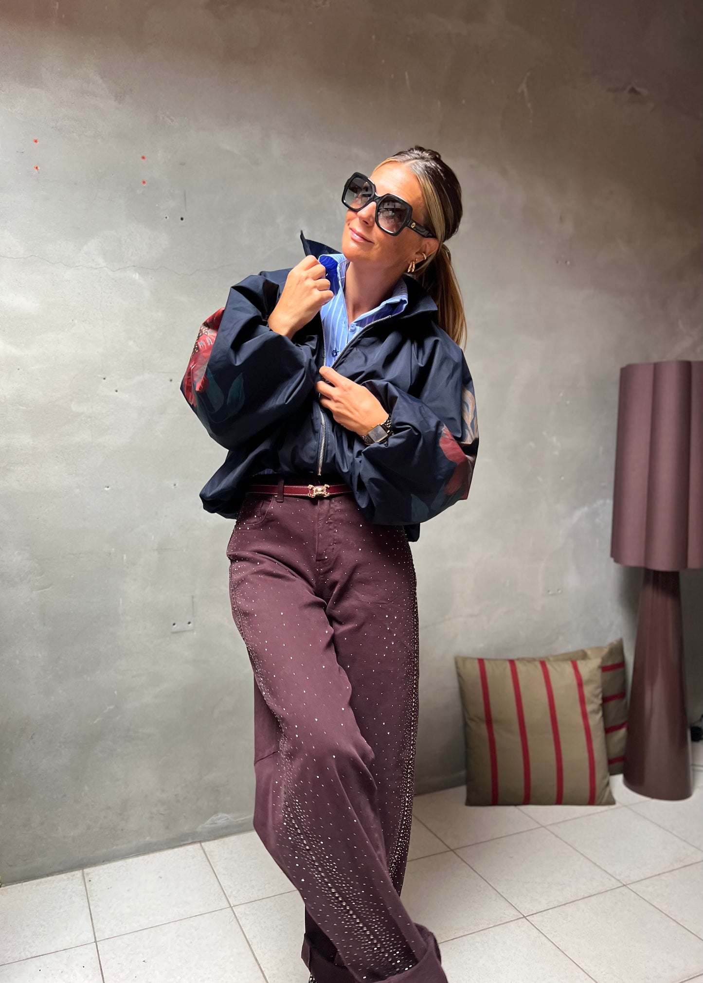 LEONIE BOMBER NAVY FLORAL