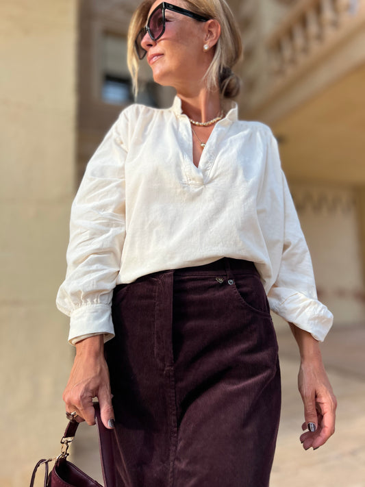 POMMELINE CORDUROY BLOUSE OFF WHITE
