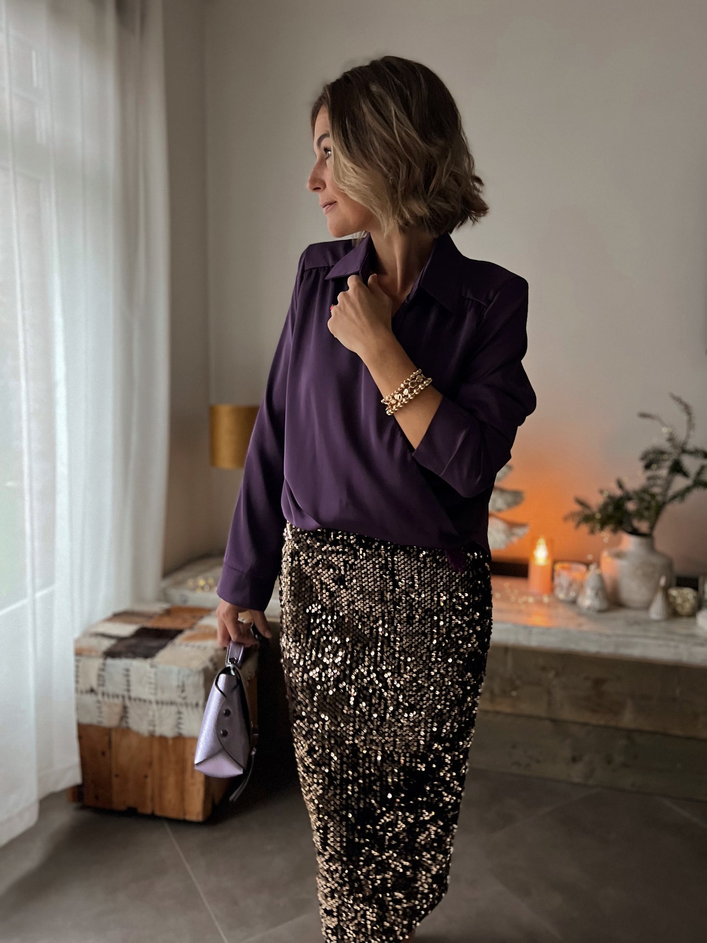 SATIN PURPLE BLOUSE