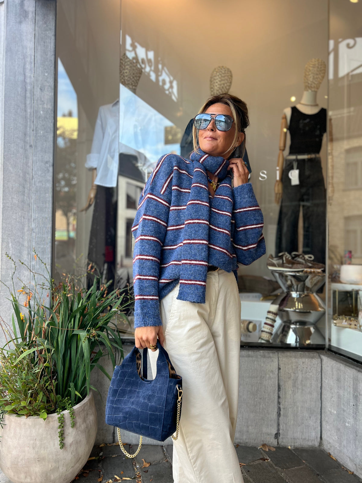 MALIA CARDIGAN & SCARF BLUE