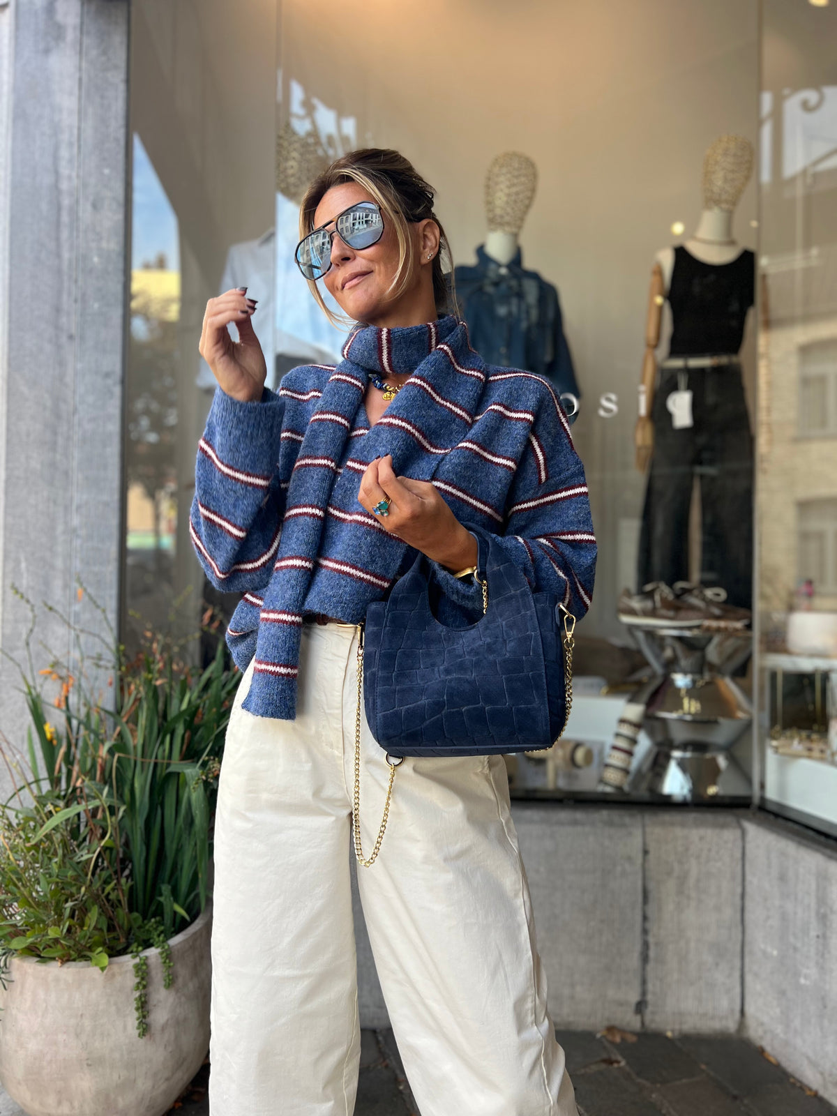 MALIA CARDIGAN & SCARF BLUE