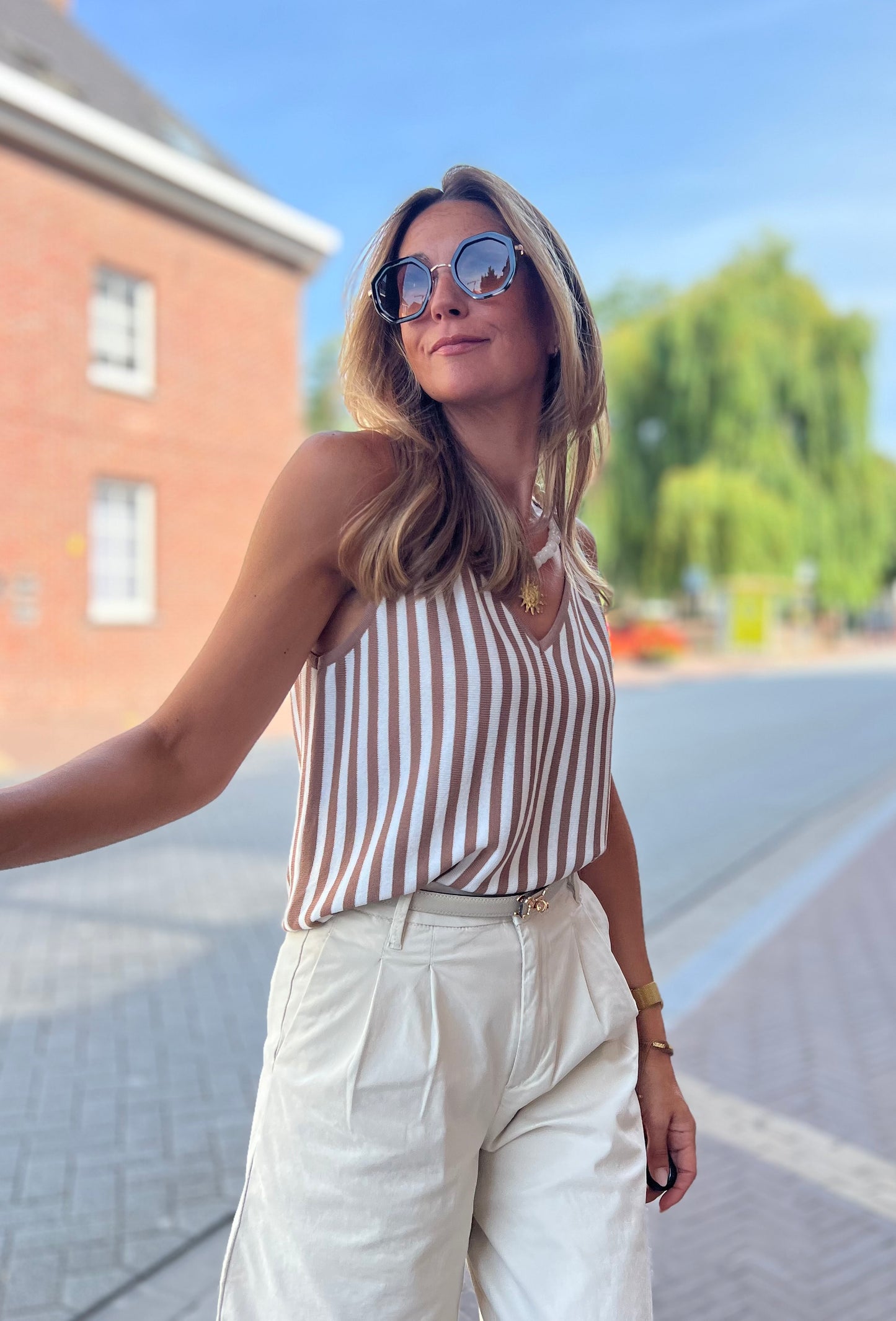 MARIS TOP & SCARF BROWN