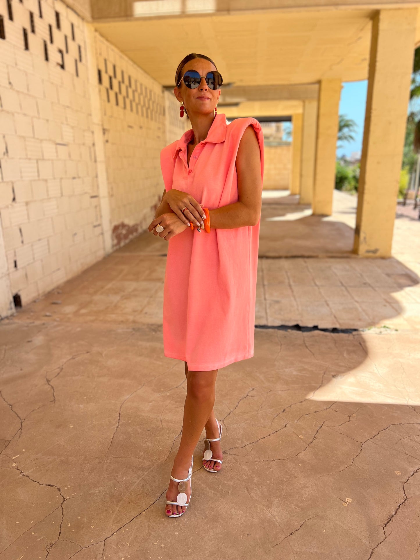 BRISA DEL MAR DRESS NEON SALMON
