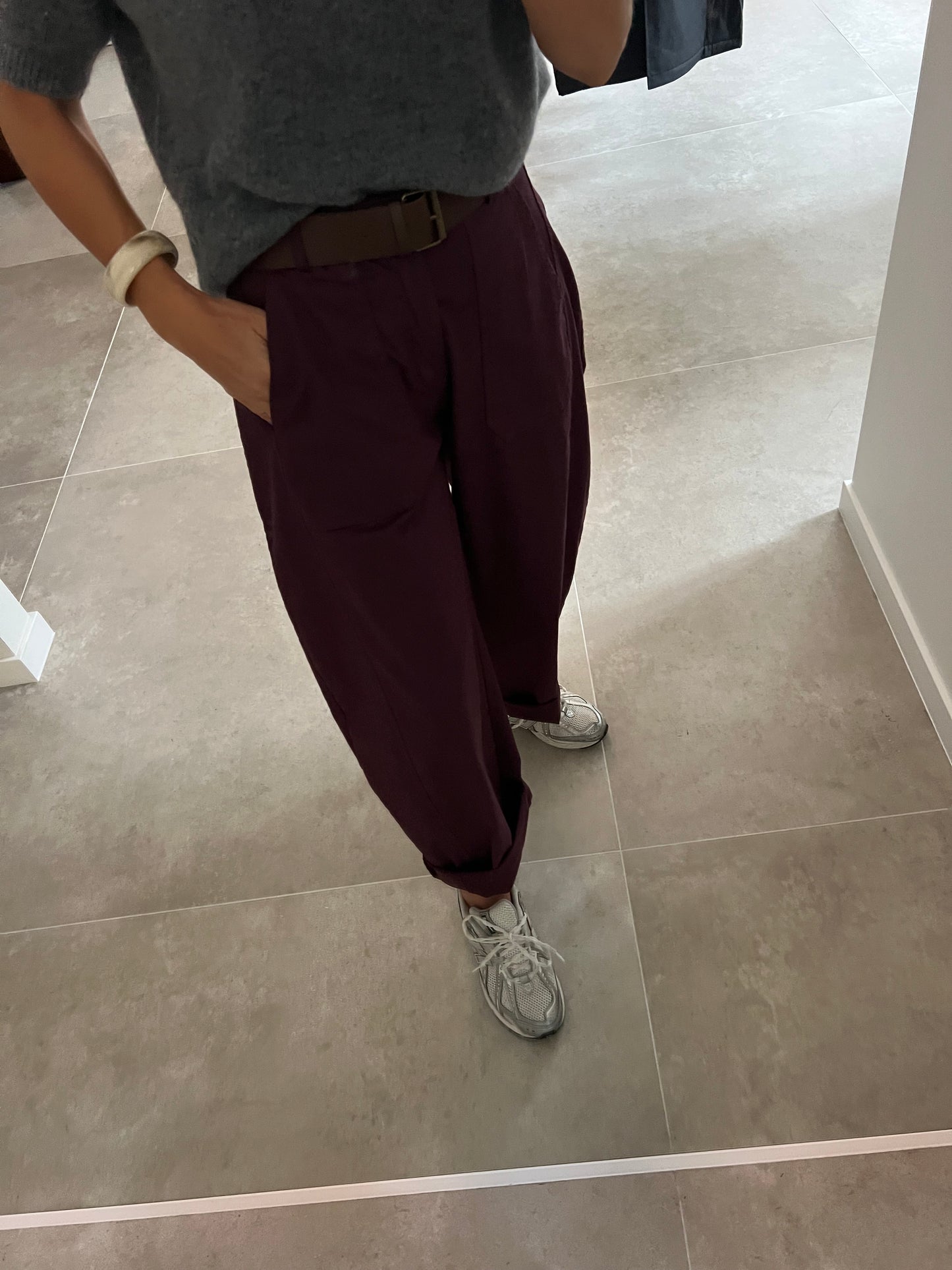 BARREL PANTS BURGUNDY