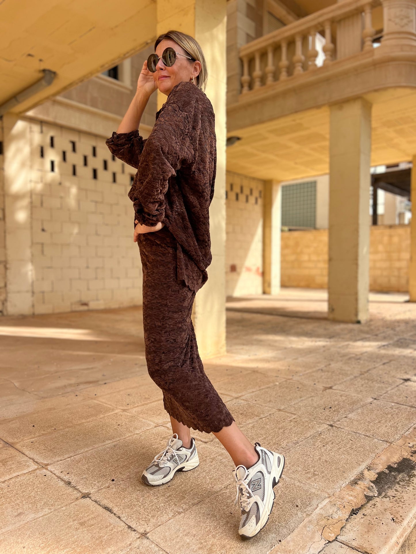 ESDA LACE BLOUSE CHOCOLAT