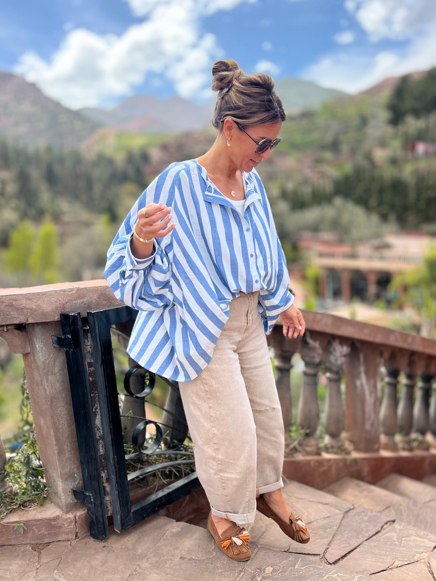 FÉZ RUFFLE BACK BLOUSE