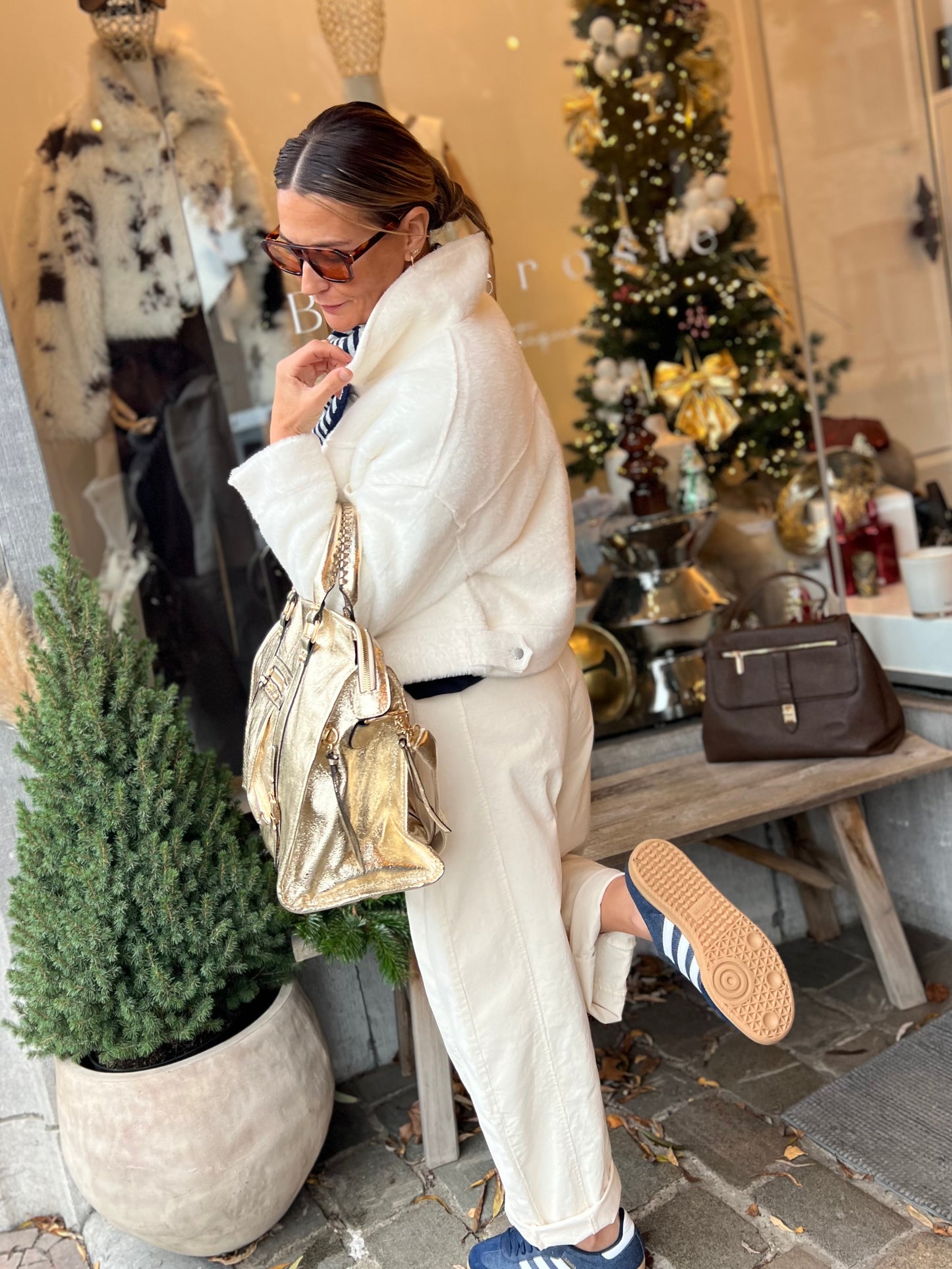 BARREL PANTS VELOURS WHITE