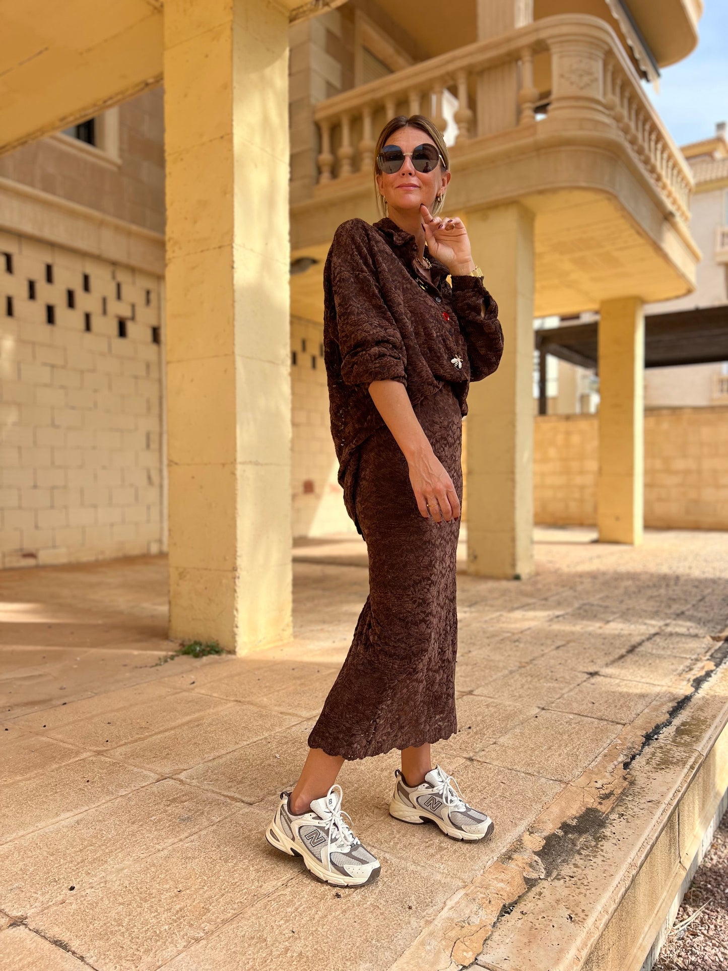 ESDA LACE BLOUSE CHOCOLAT