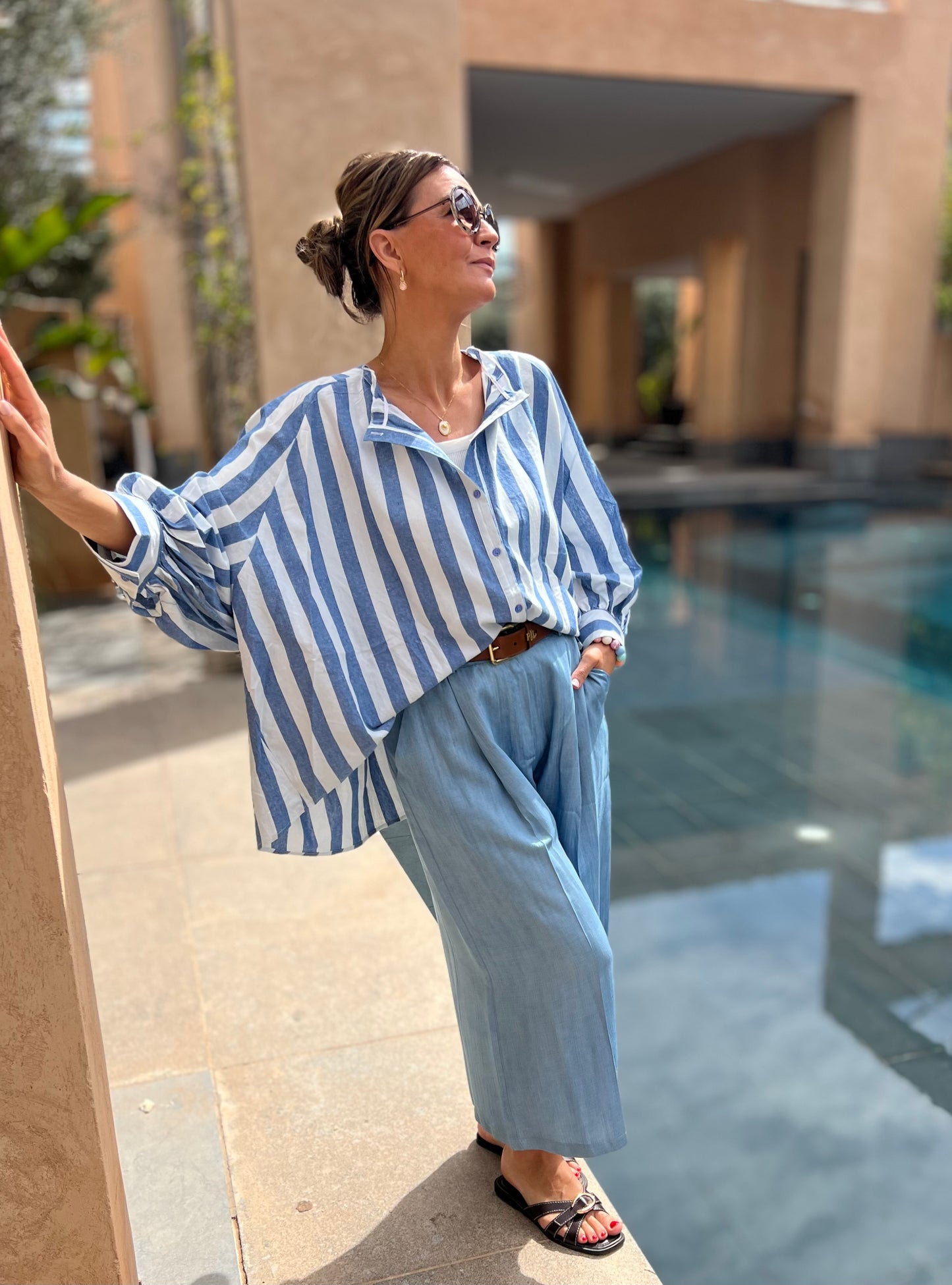 FÉZ RUFFLE BACK BLOUSE