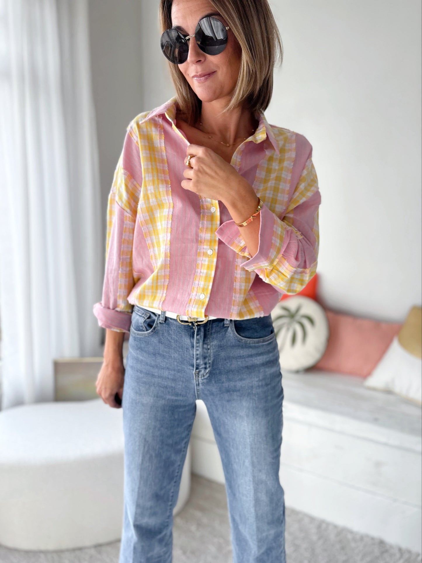 PINK & YELLOW BLOUSE