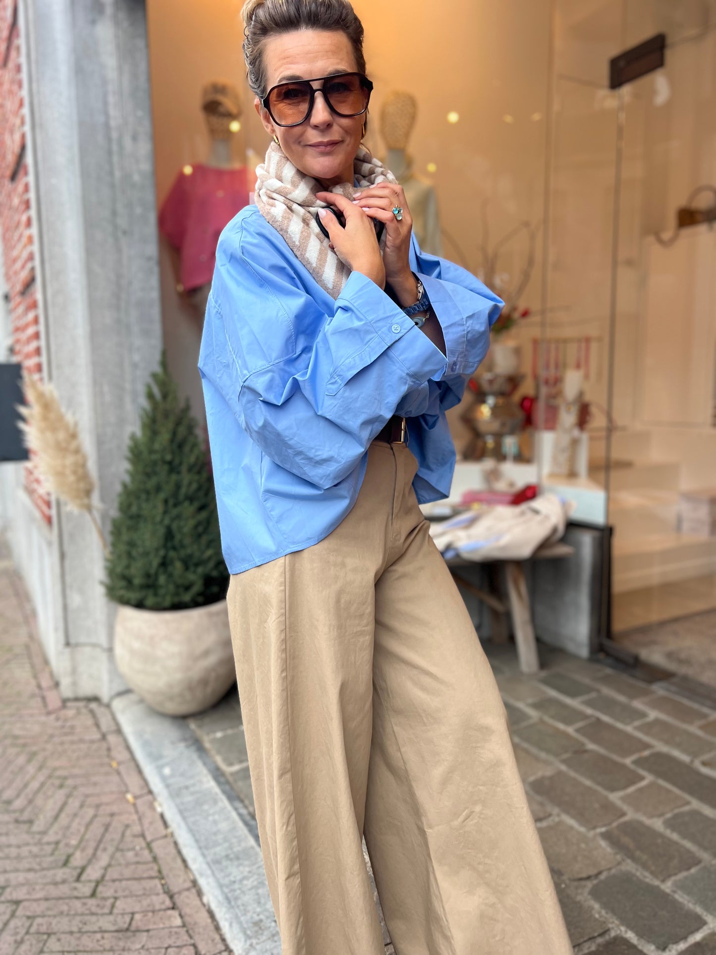 POPLIN BLOUSE SKYBLUE