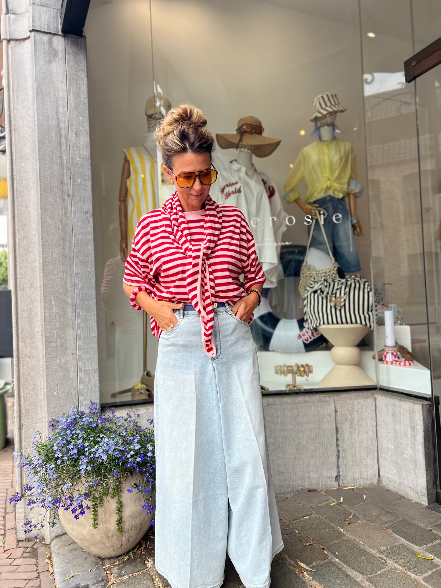 CANDY STRIPE SCARF PINK/RED