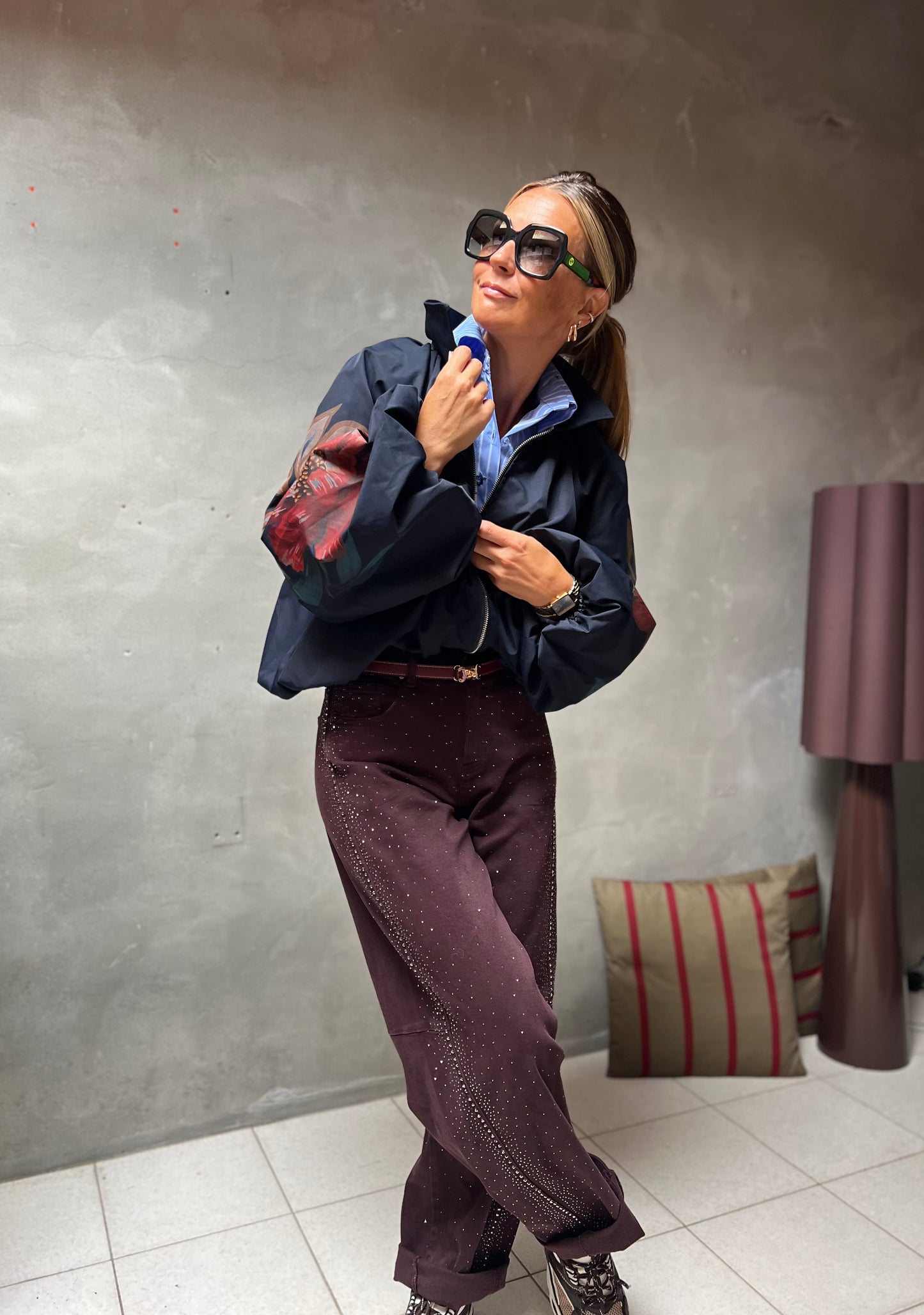 LEONIE BOMBER NAVY FLORAL