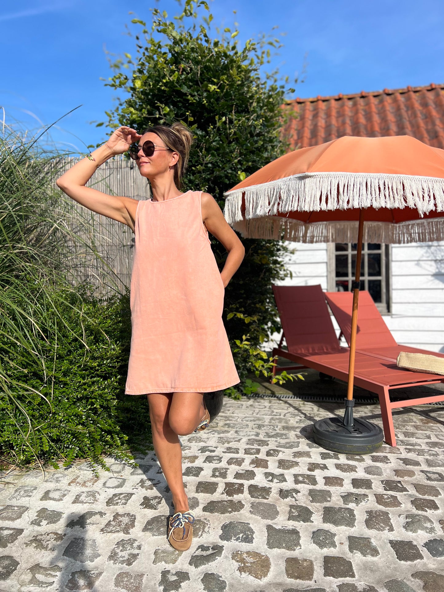 JESS DENIM DRESS PEACH