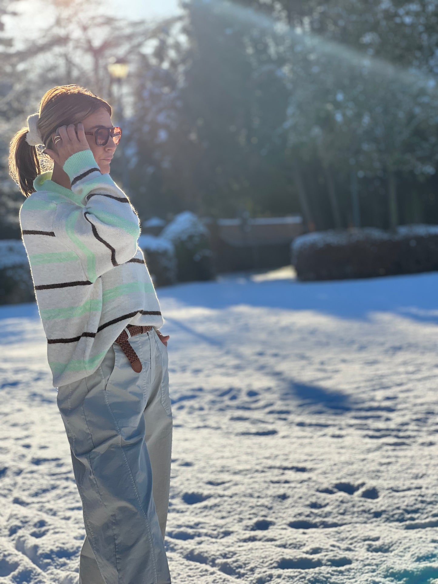 SALM KNITTED POLOSHIRT groen/beige