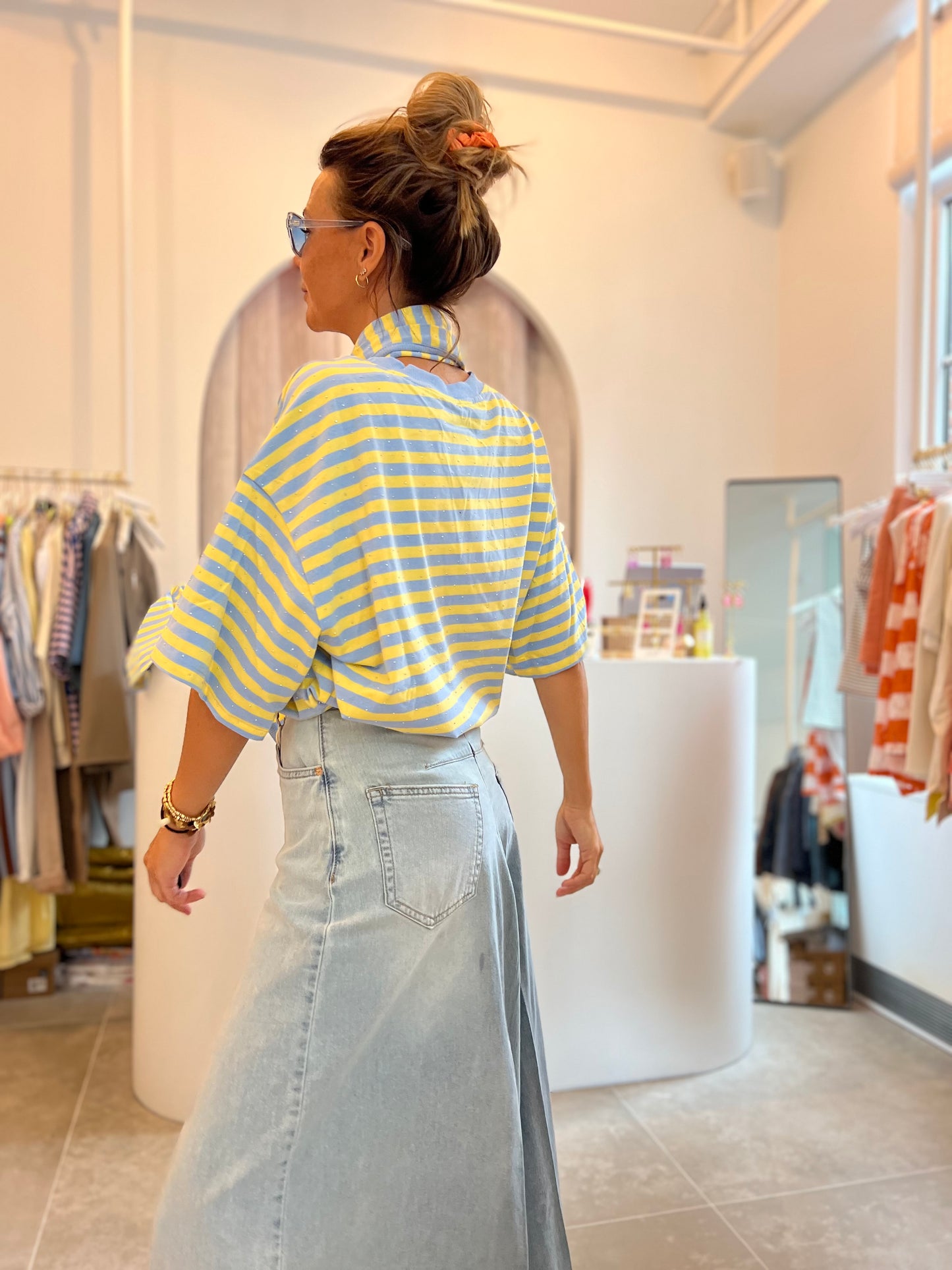 CANDY STRIPE SCARF PINK YELLOW/BLUE