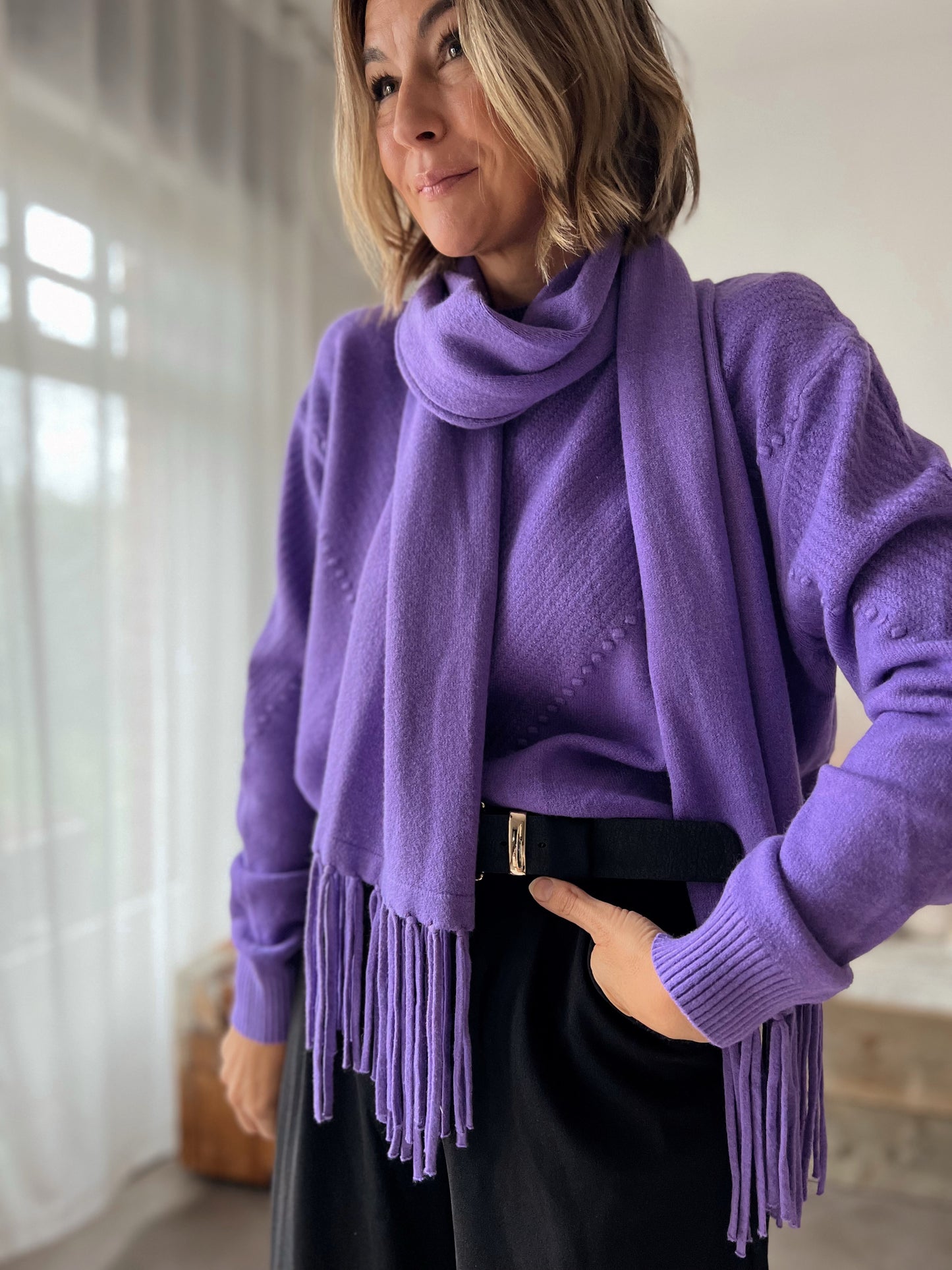 MARLIES PURPLE PULL MET SJAAL