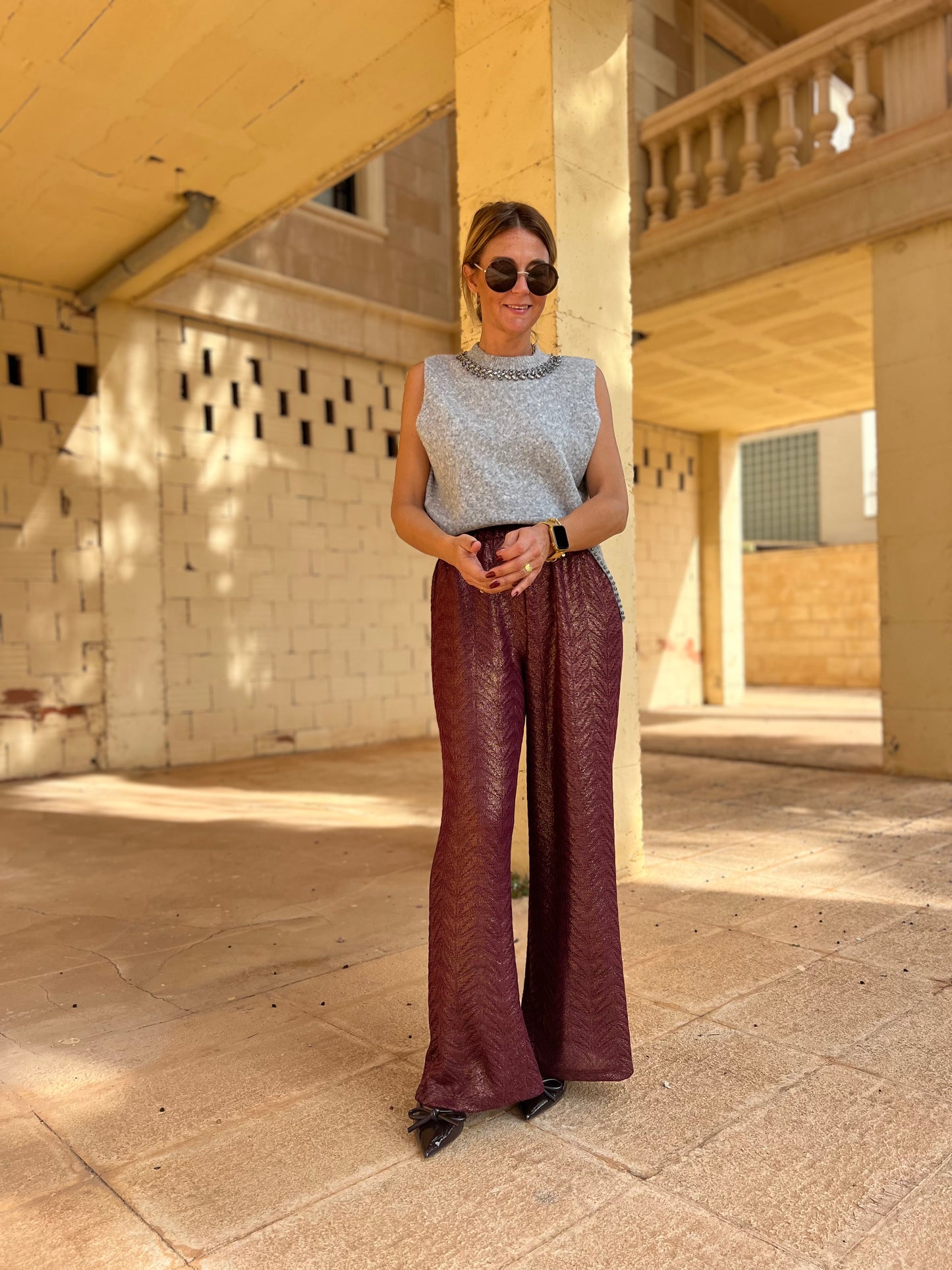 ANDEZ PANTS WINE SHIMMER