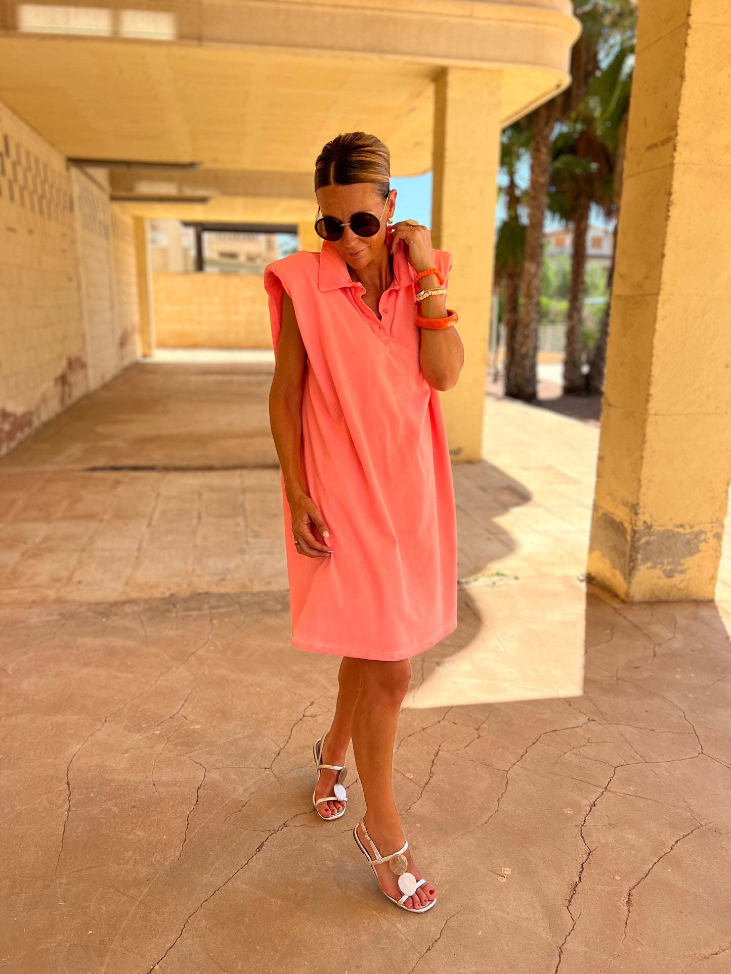 BRISA DEL MAR DRESS NEON SALMON