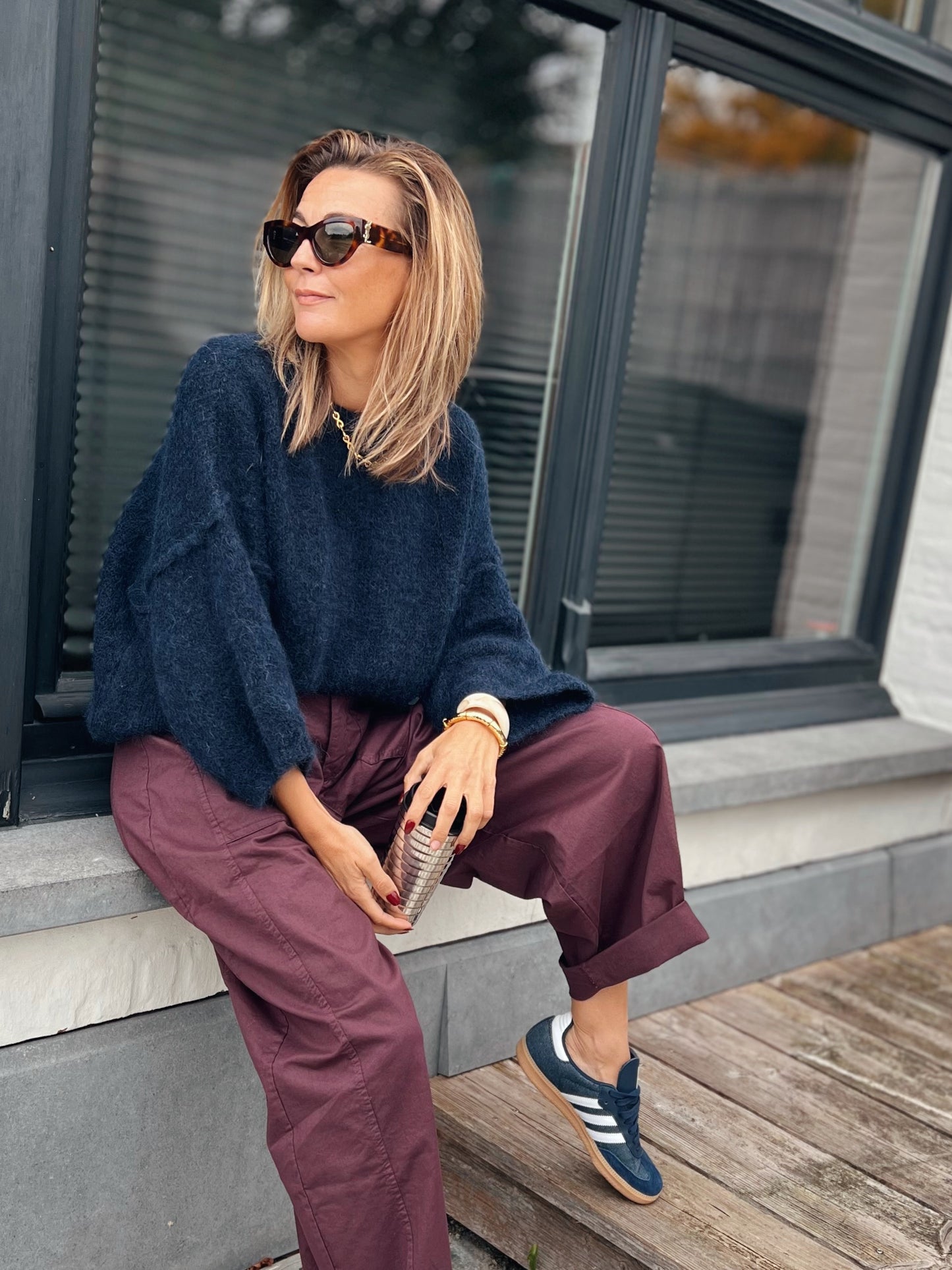 BARREL PANTS BURGUNDY