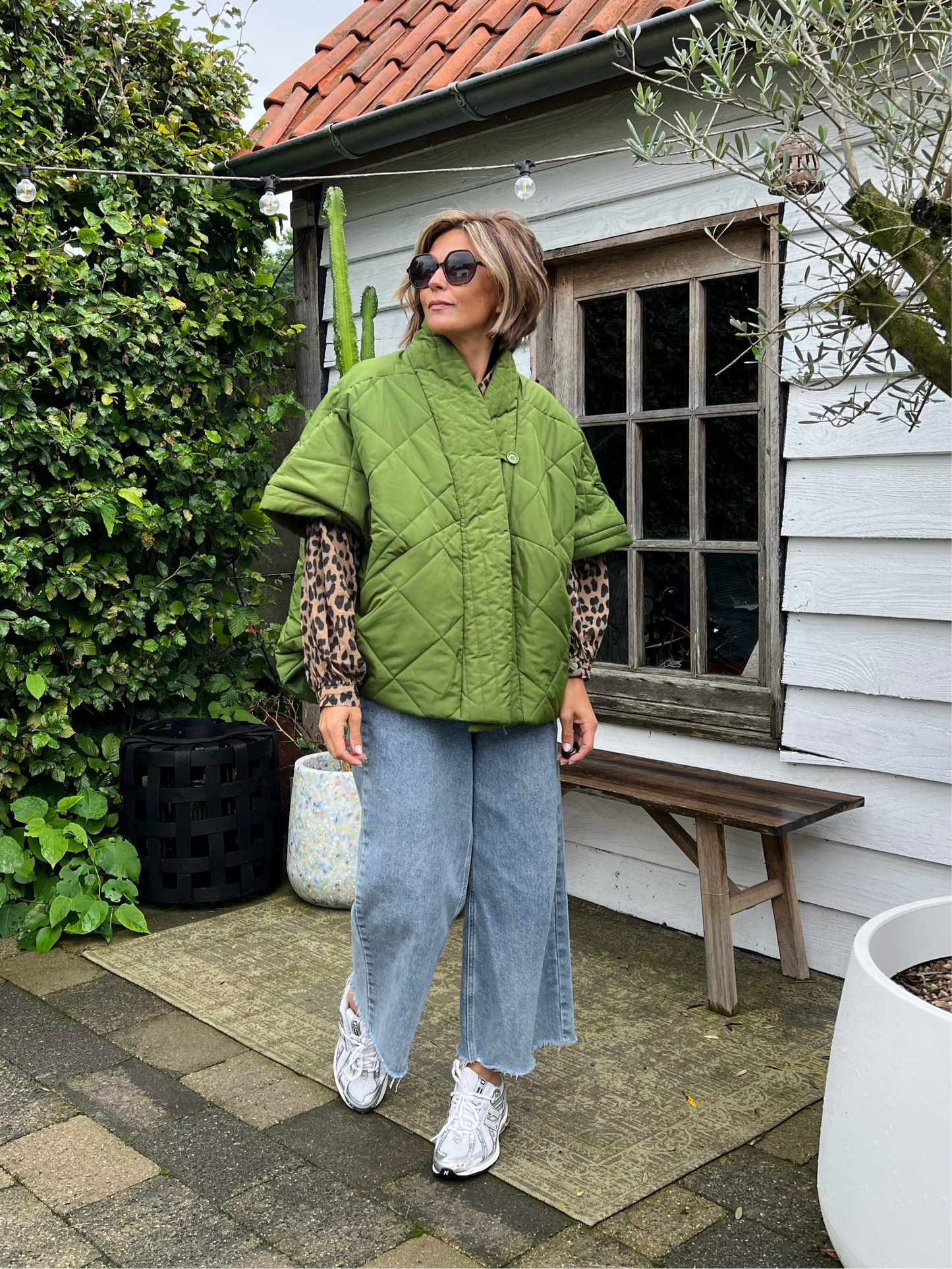 PADDED PONCHO GILET GREEN