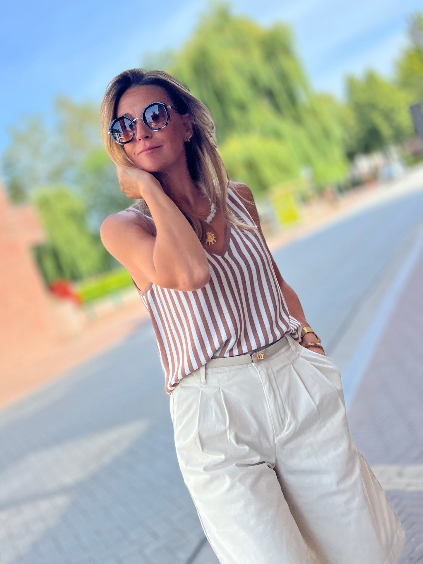 MARIS TOP & SCARF BROWN