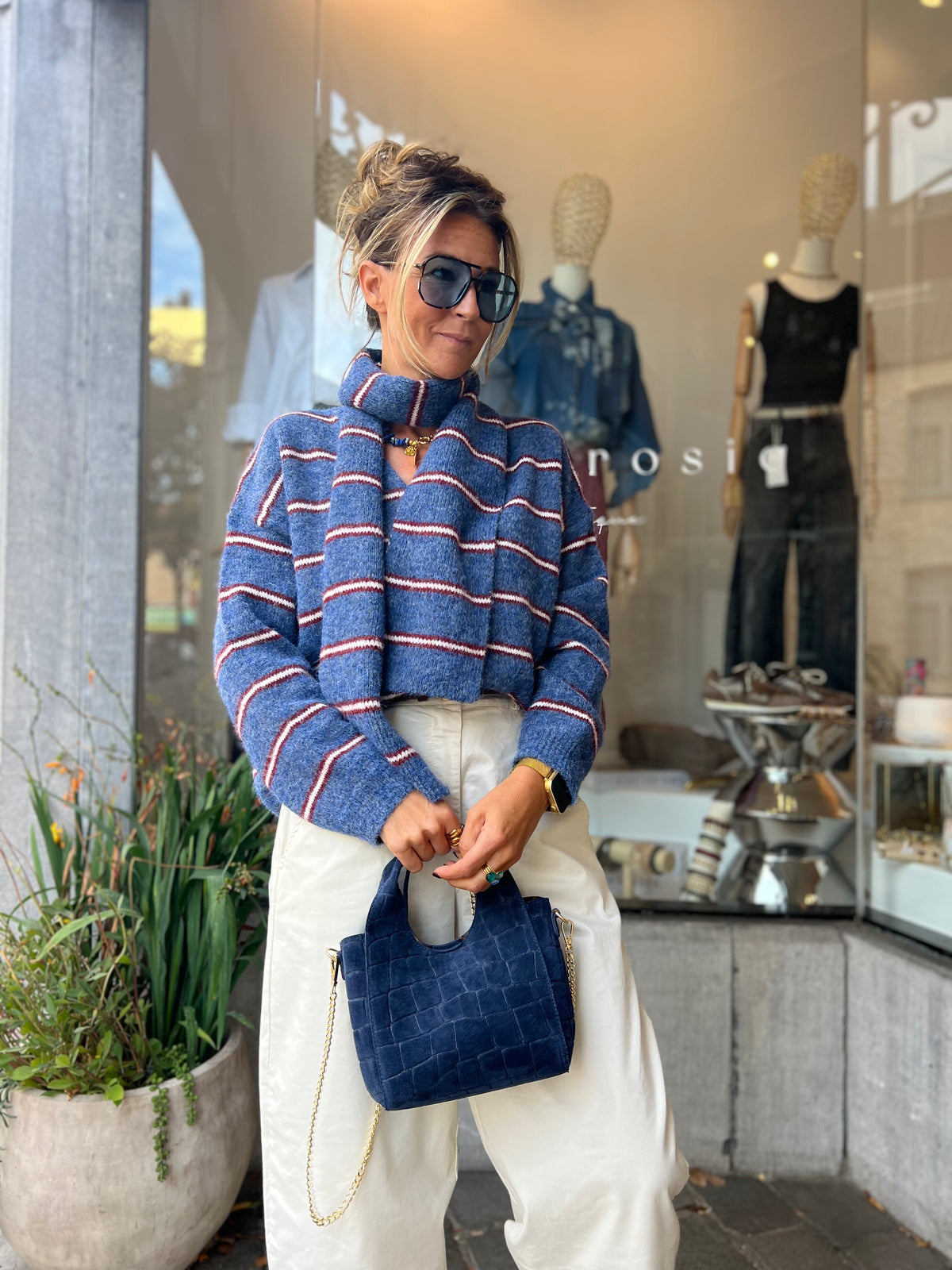 MALIA CARDIGAN & SCARF BLUE