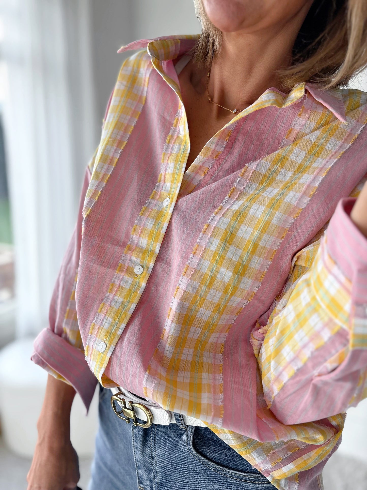 PINK & YELLOW BLOUSE