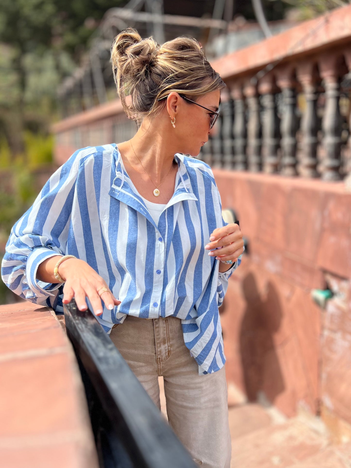 FÉZ RUFFLE BACK BLOUSE