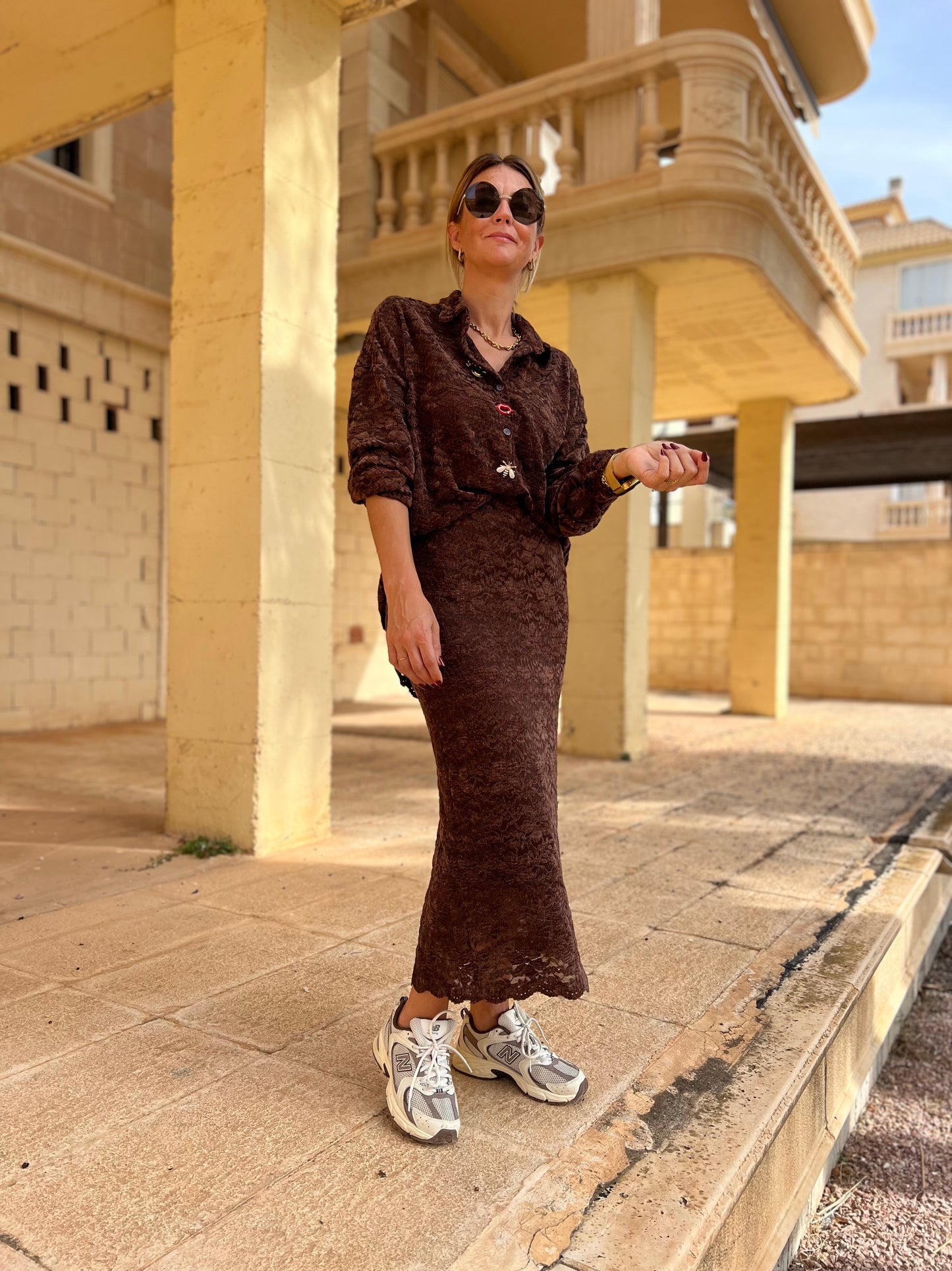 ESDA LACE BLOUSE CHOCOLAT