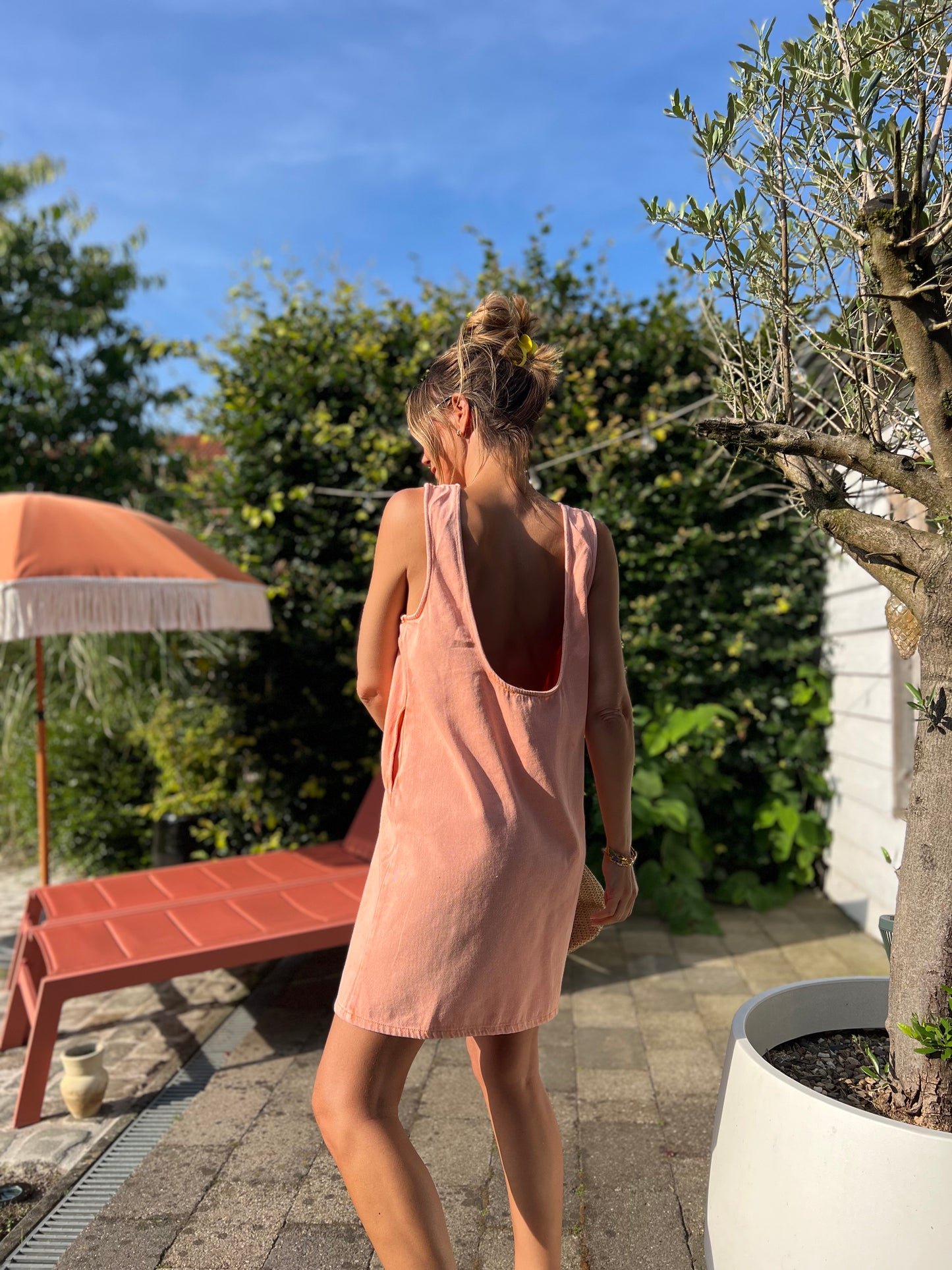 JESS DENIM DRESS PEACH