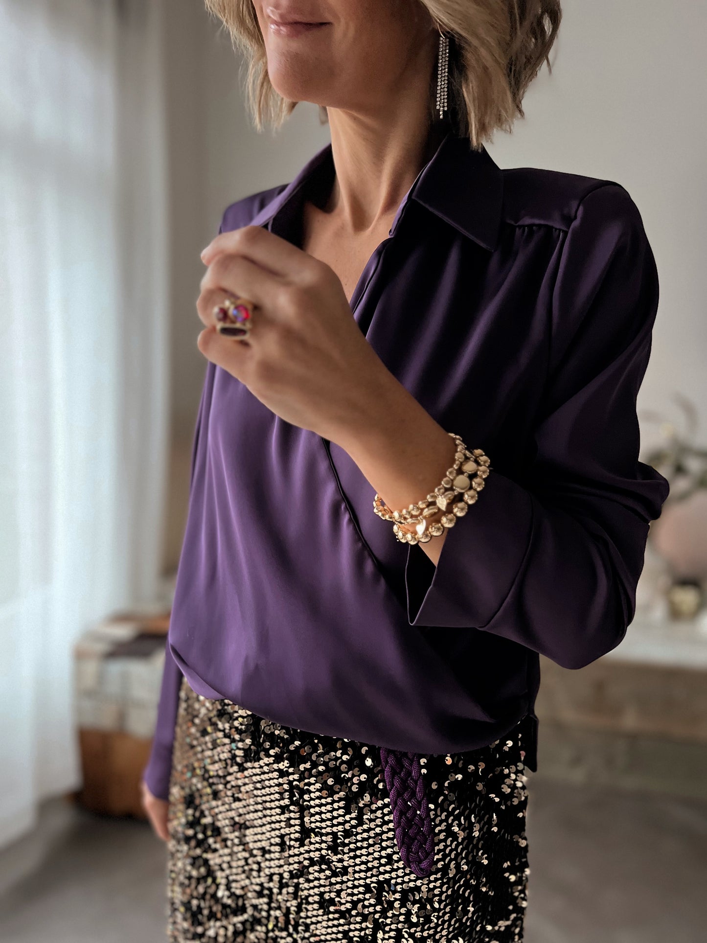 SATIN PURPLE BLOUSE